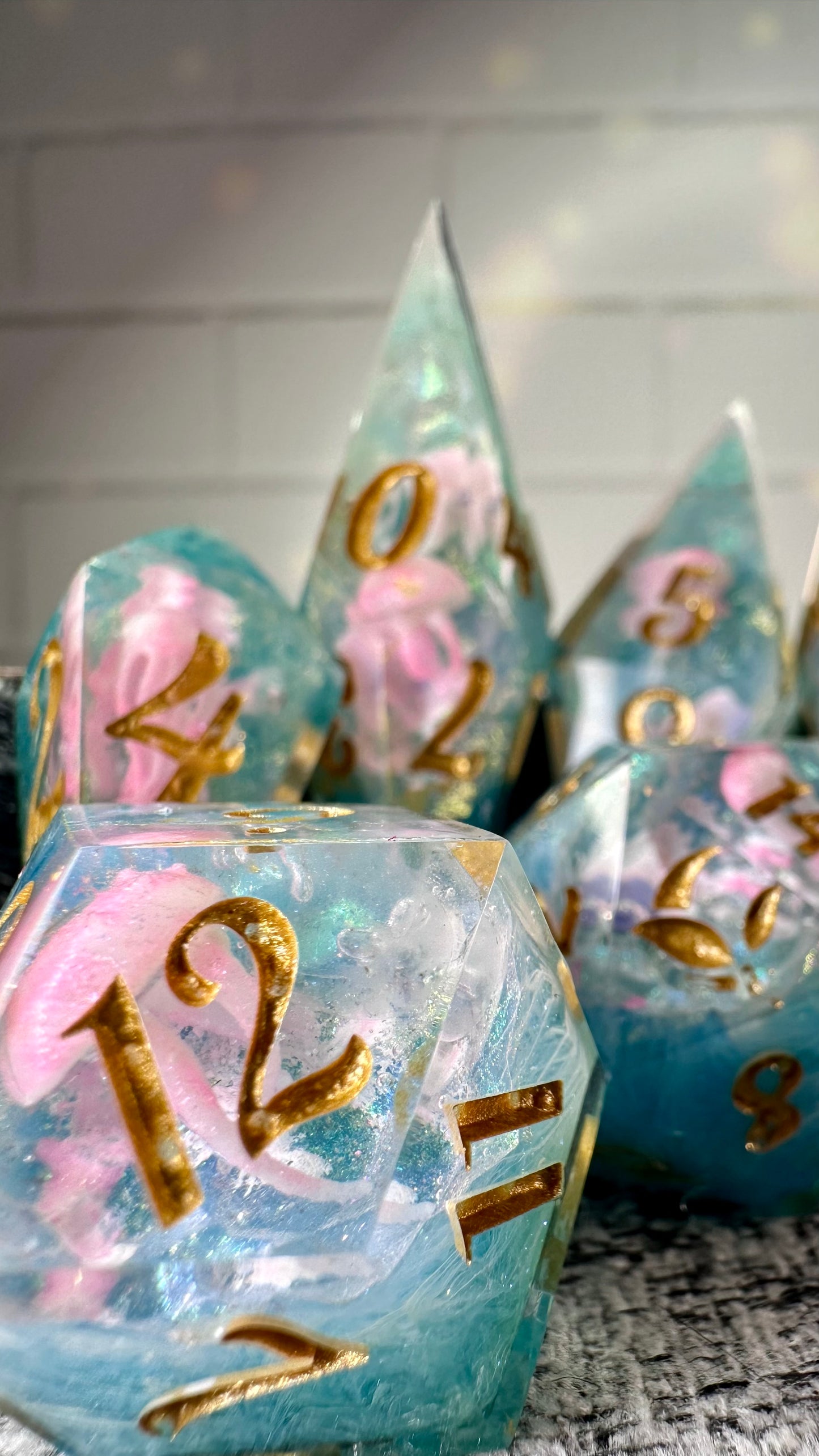 He shall be my squishy Geode Dice- 8 piece polyhedral dice set- (Pointy Bois)