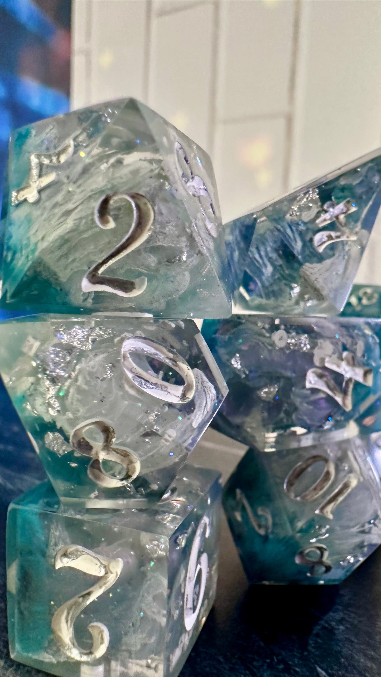 “The sky’s the limit”- 8 piece polyhedral dice set (Large)