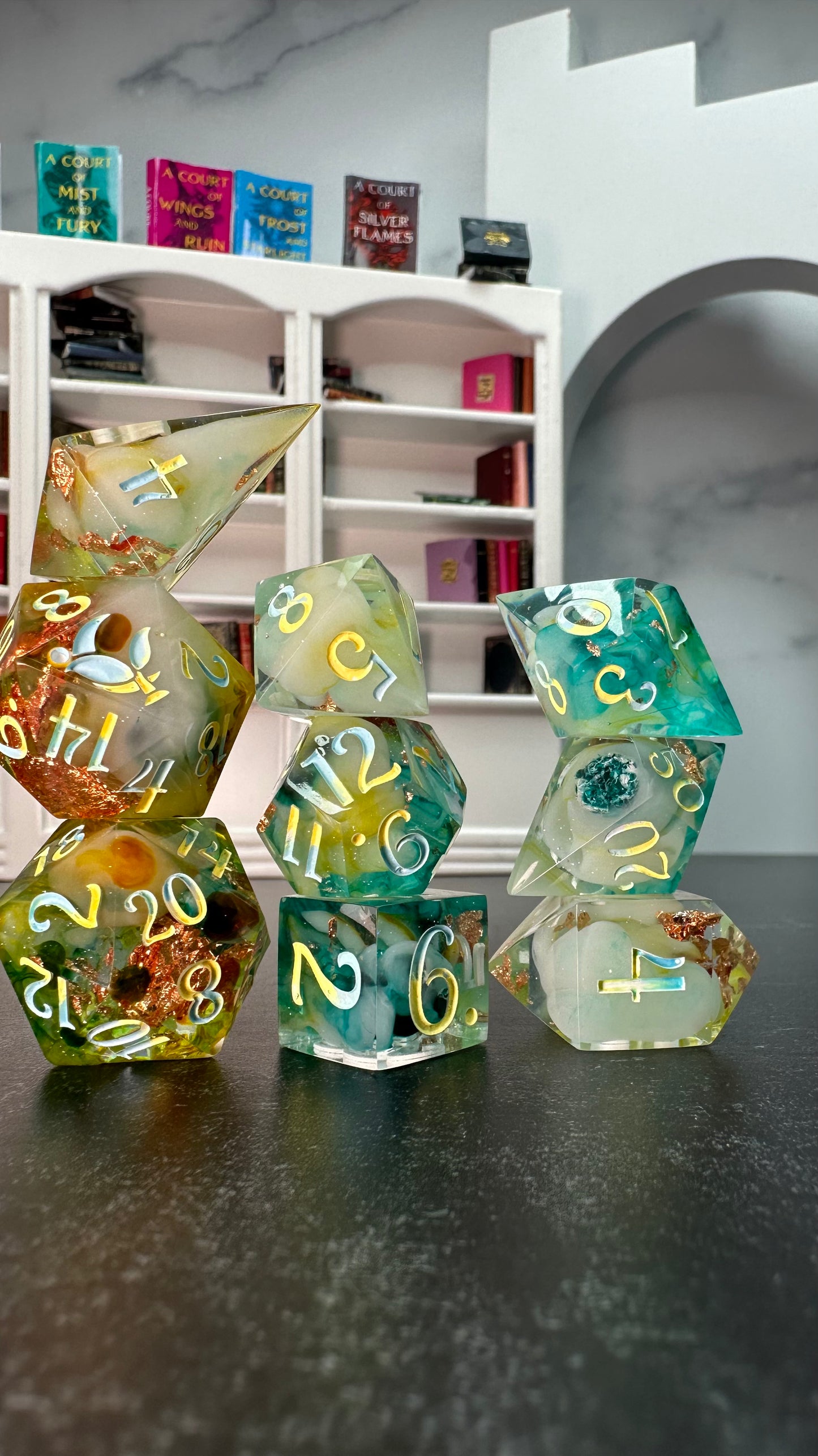 The Summer Court- 8 piece polyhedral dice set-Pobody's Nerfect