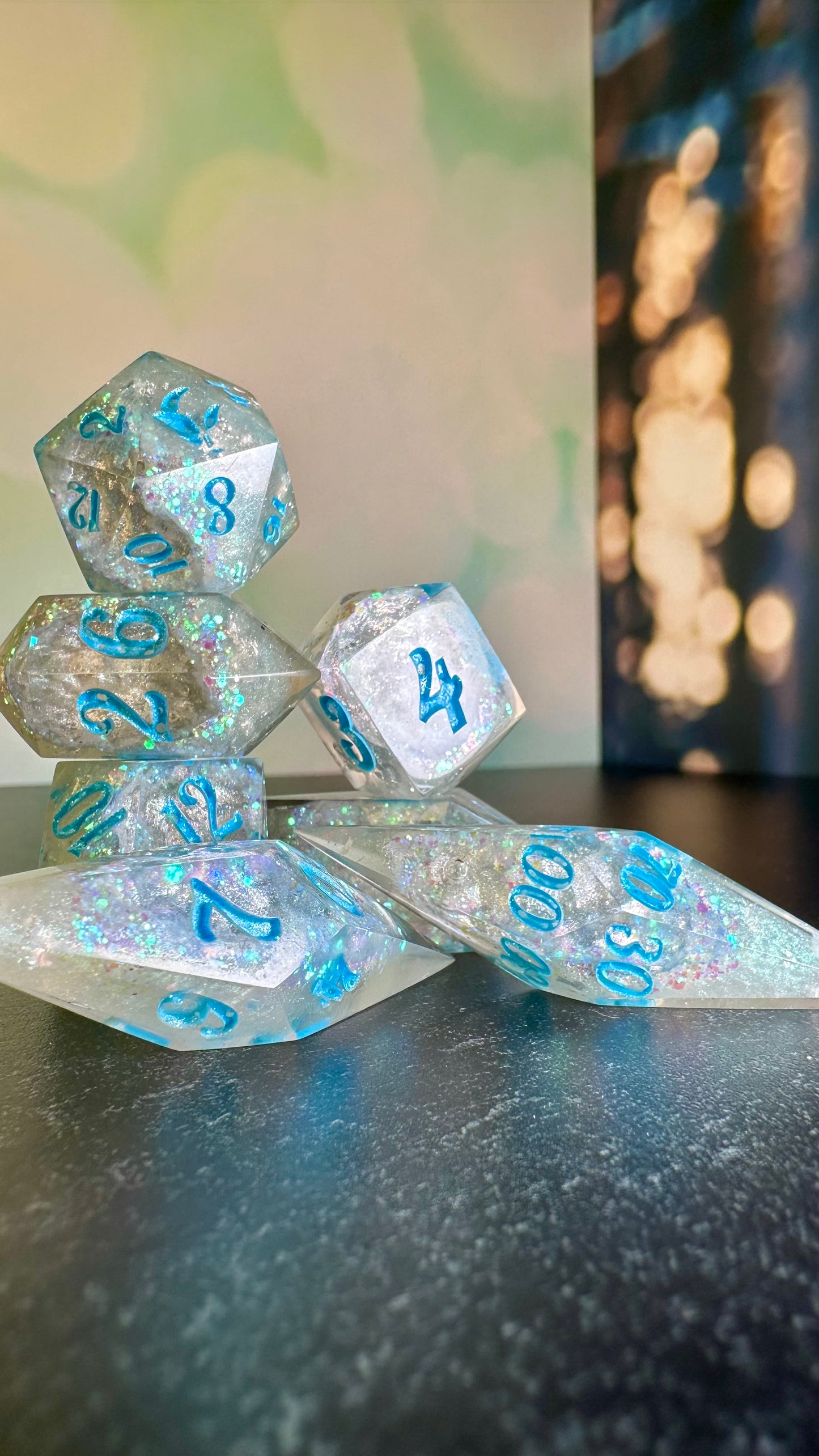 Kristallos Geode - 8 piece polyhedral dice set- (Pointy Bois) Pobody's Nerfect