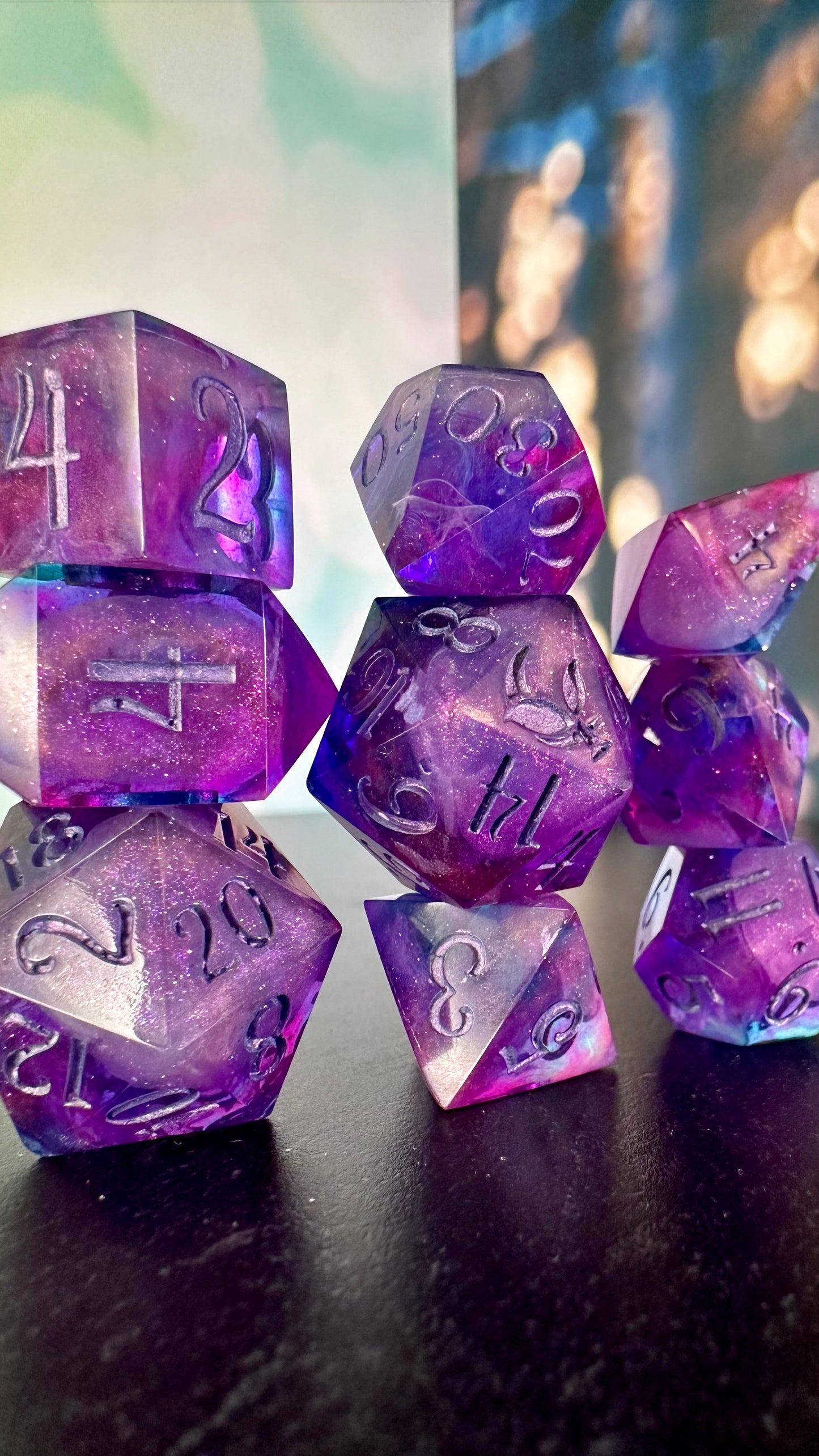"I will always be with you" - 8 piece polyhedral dice set