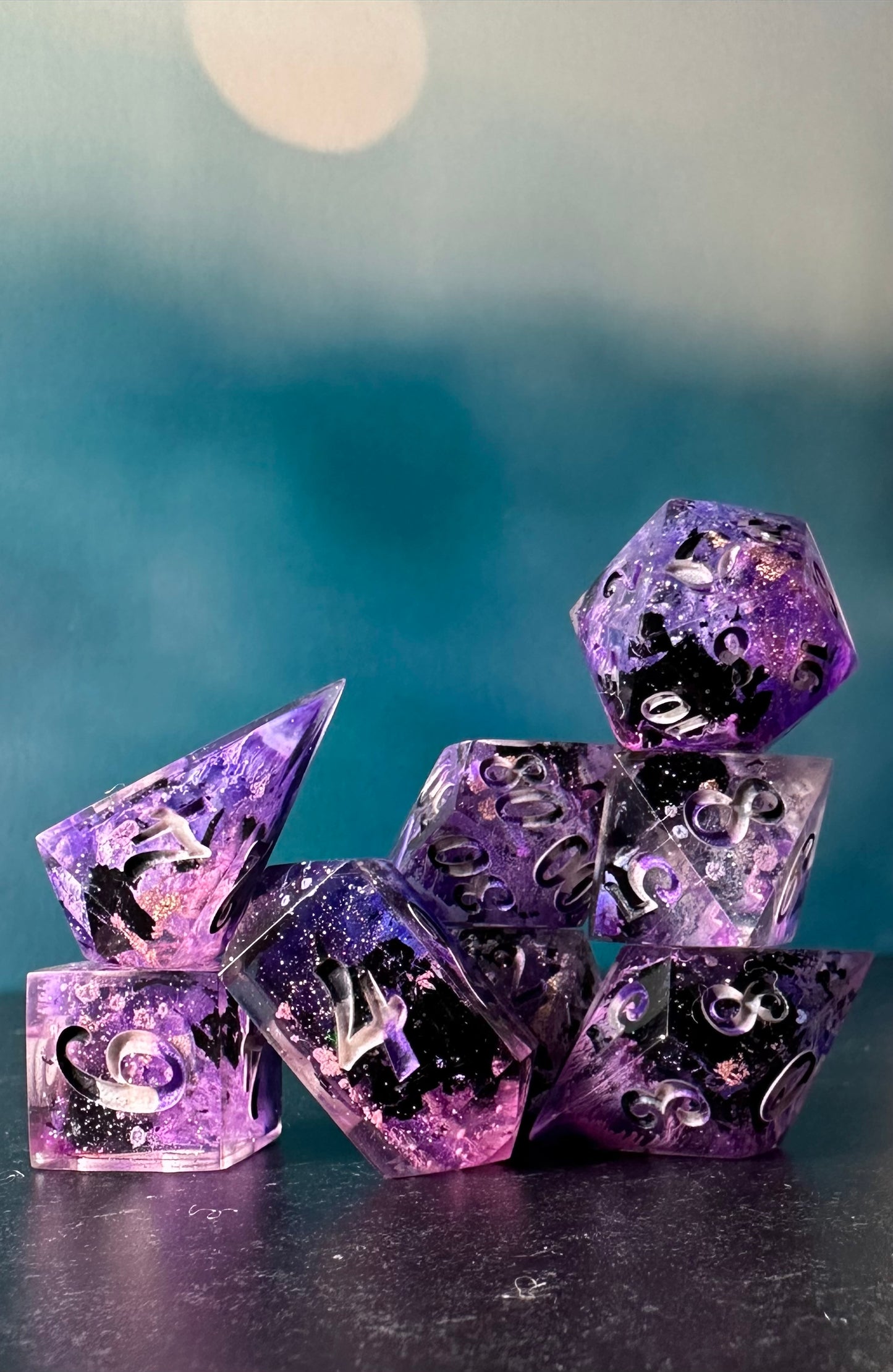 Asexual Pride 8 piece polyhedral dice set (Large) (Beta) Pobody's Nerfect