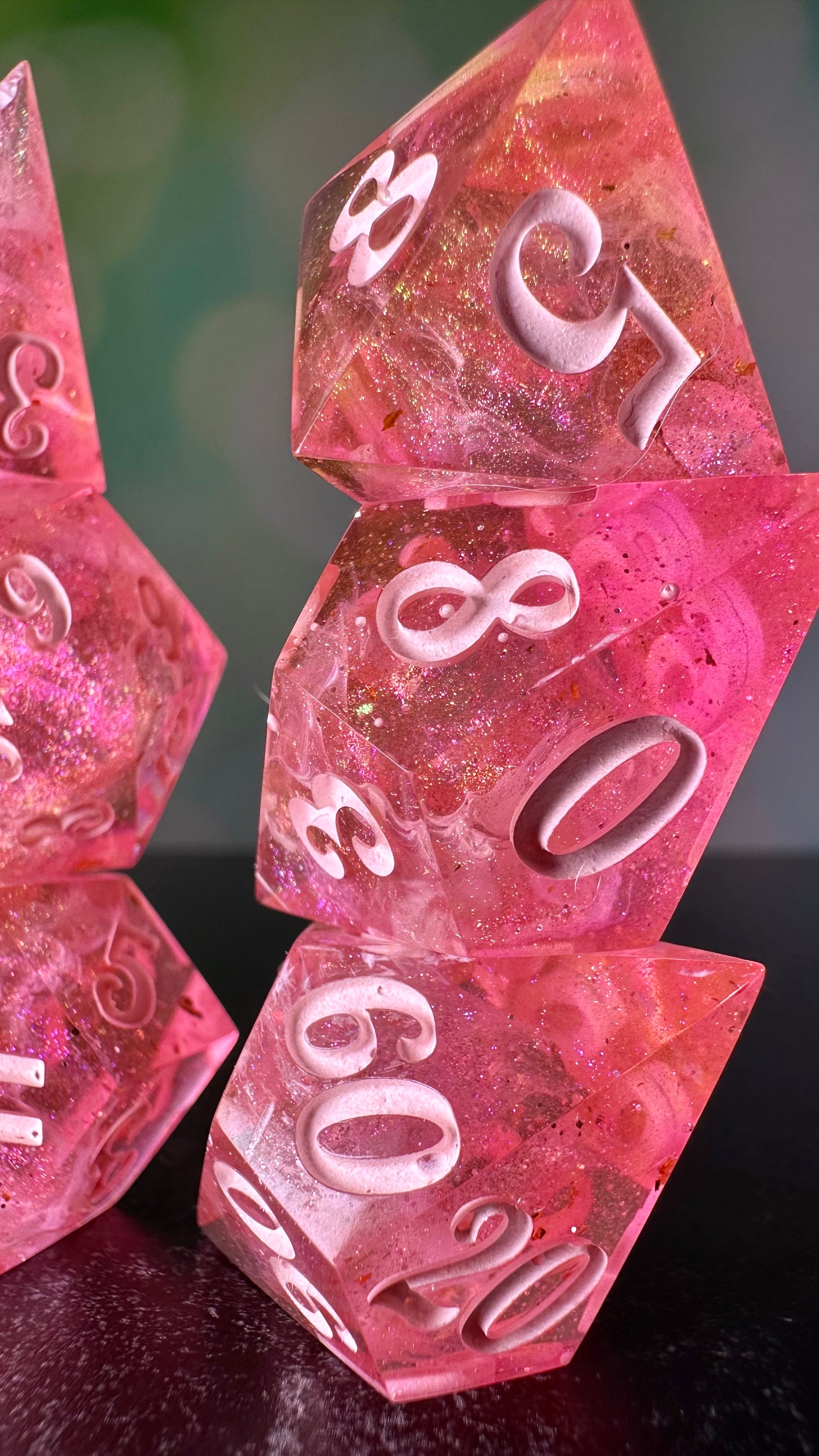 Pink Pony Club 9 piece polyhedral dice set (Large) (Beta) Pobody's Nerfect
