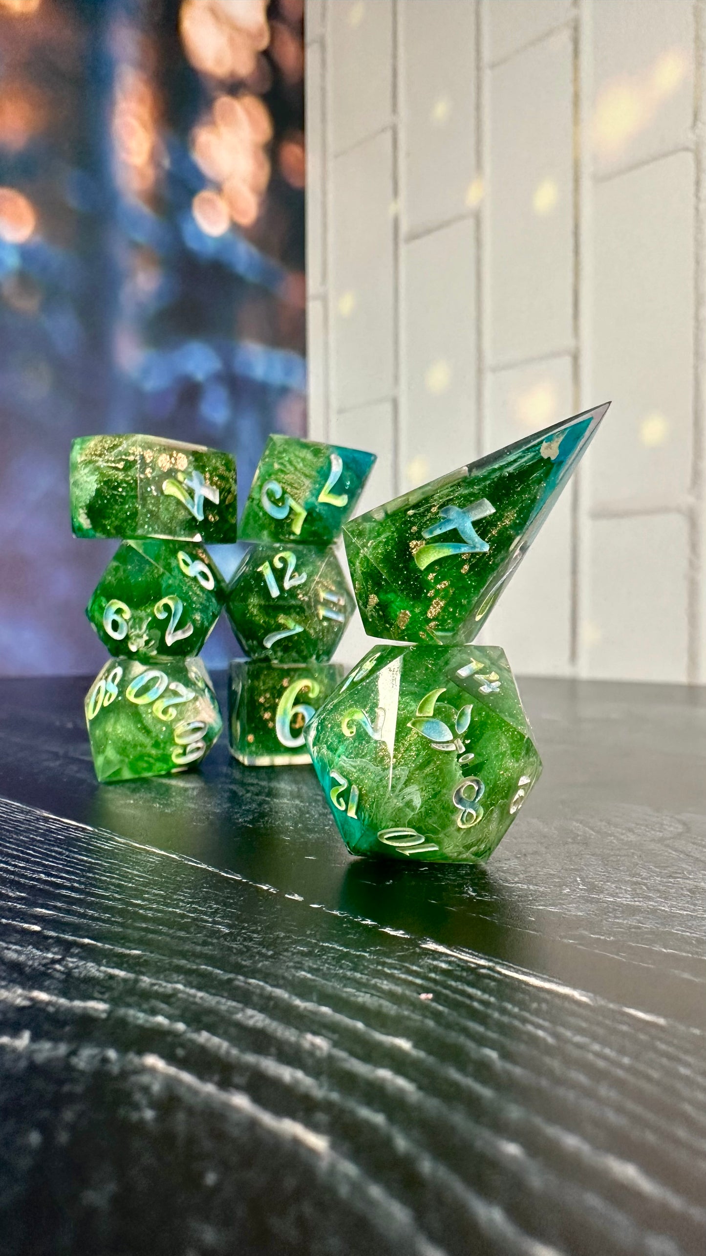 "Where the Bluebirds Fly"-8 piece polyhedral dice set (Large) Pobody's Nerfect