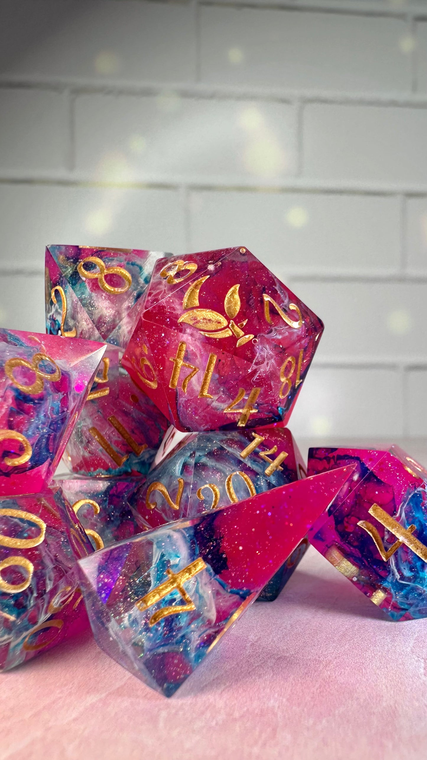 Love in Abstraction- 8 piece polyhedral dice set