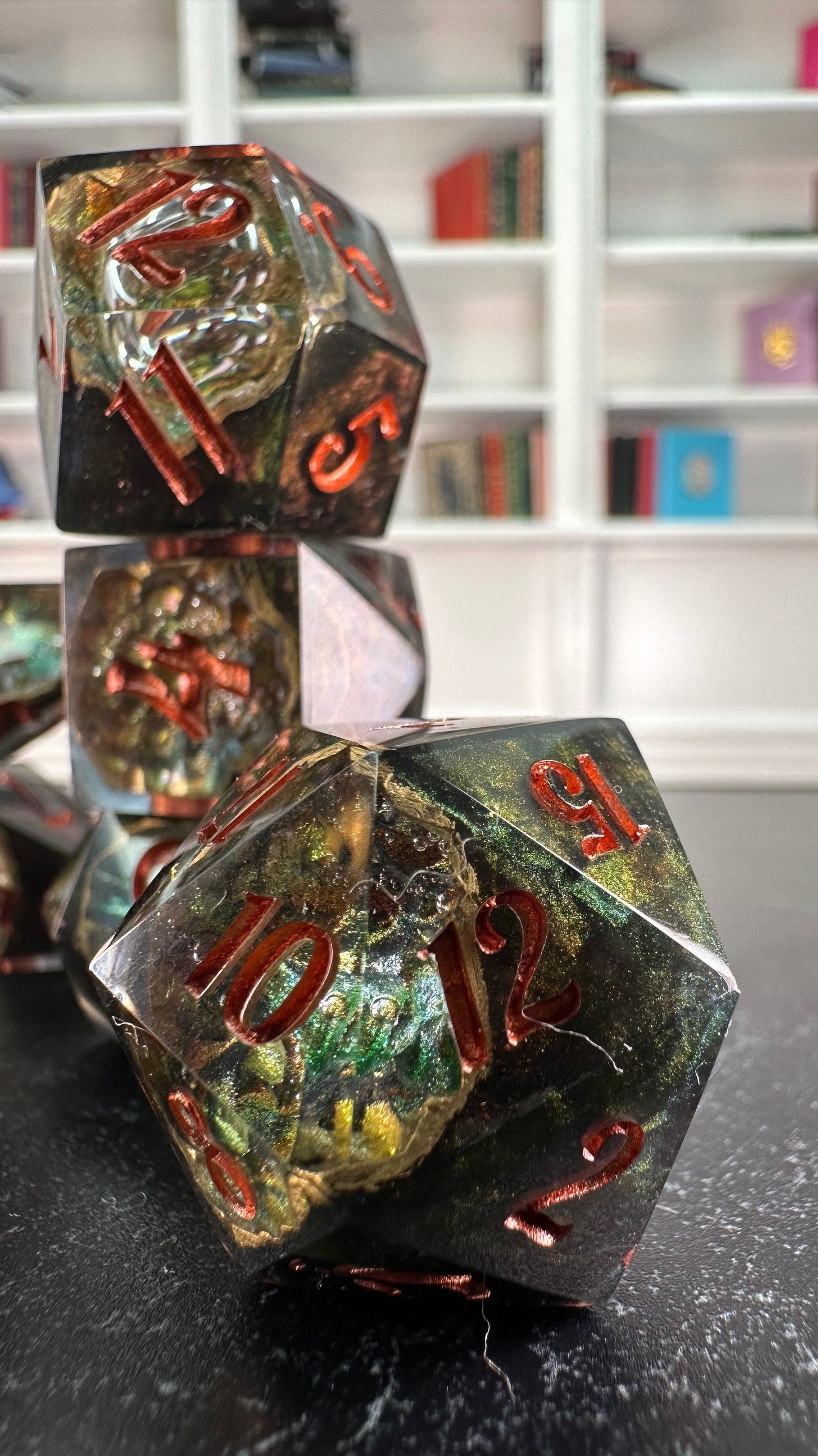 Autumn Court Geode- 8 piece polyhedral dice set- (Pointy Bois)- Nobody's Nerfect