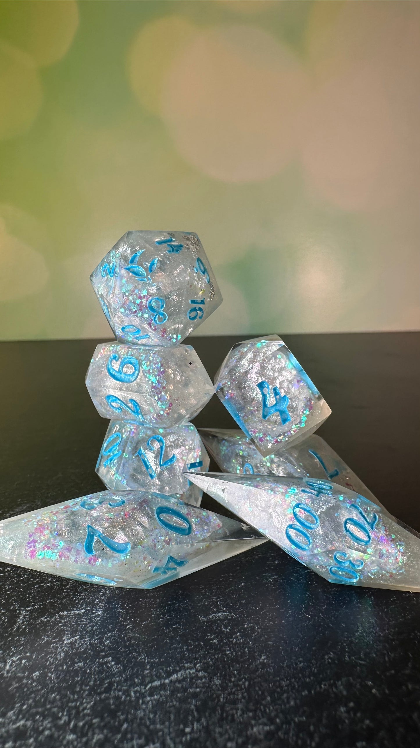 Kristallos Geode - 8 piece polyhedral dice set- (Pointy Bois) Pobody's Nerfect