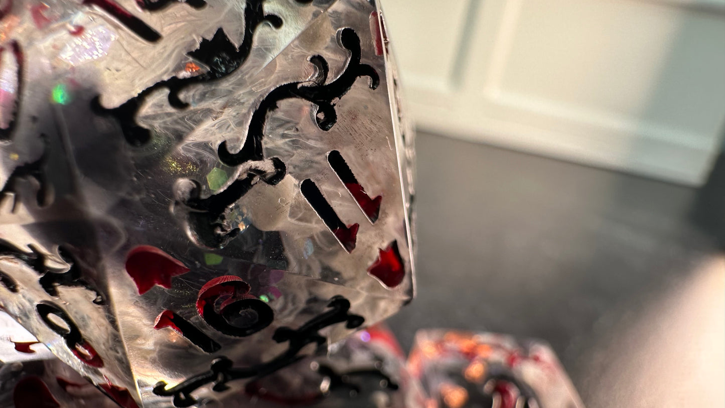 The Weaver - 7 piece jumbo filigree dice set