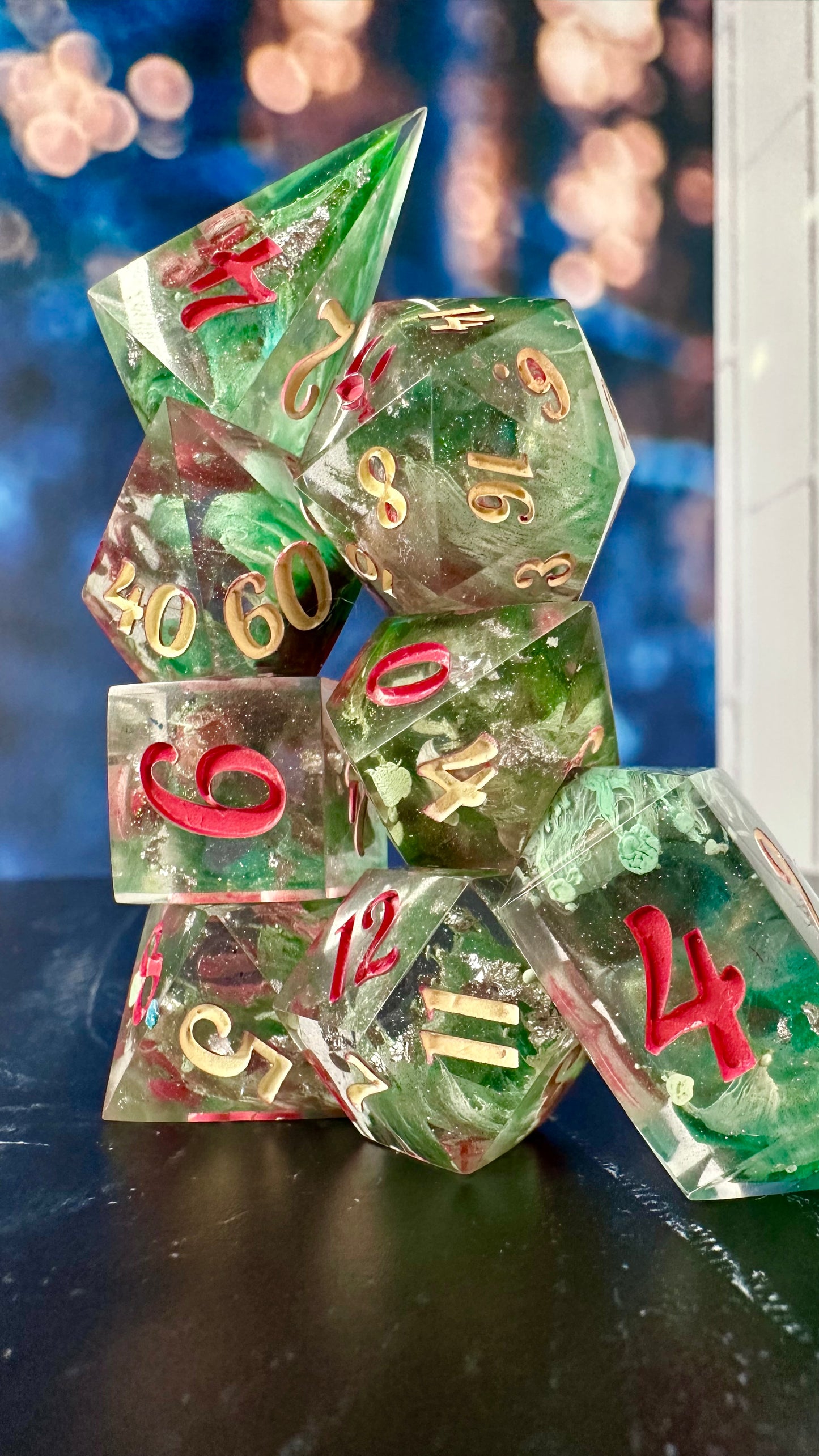 “Poppies are my favorite”- 8 piece polyhedral dice set (Large)