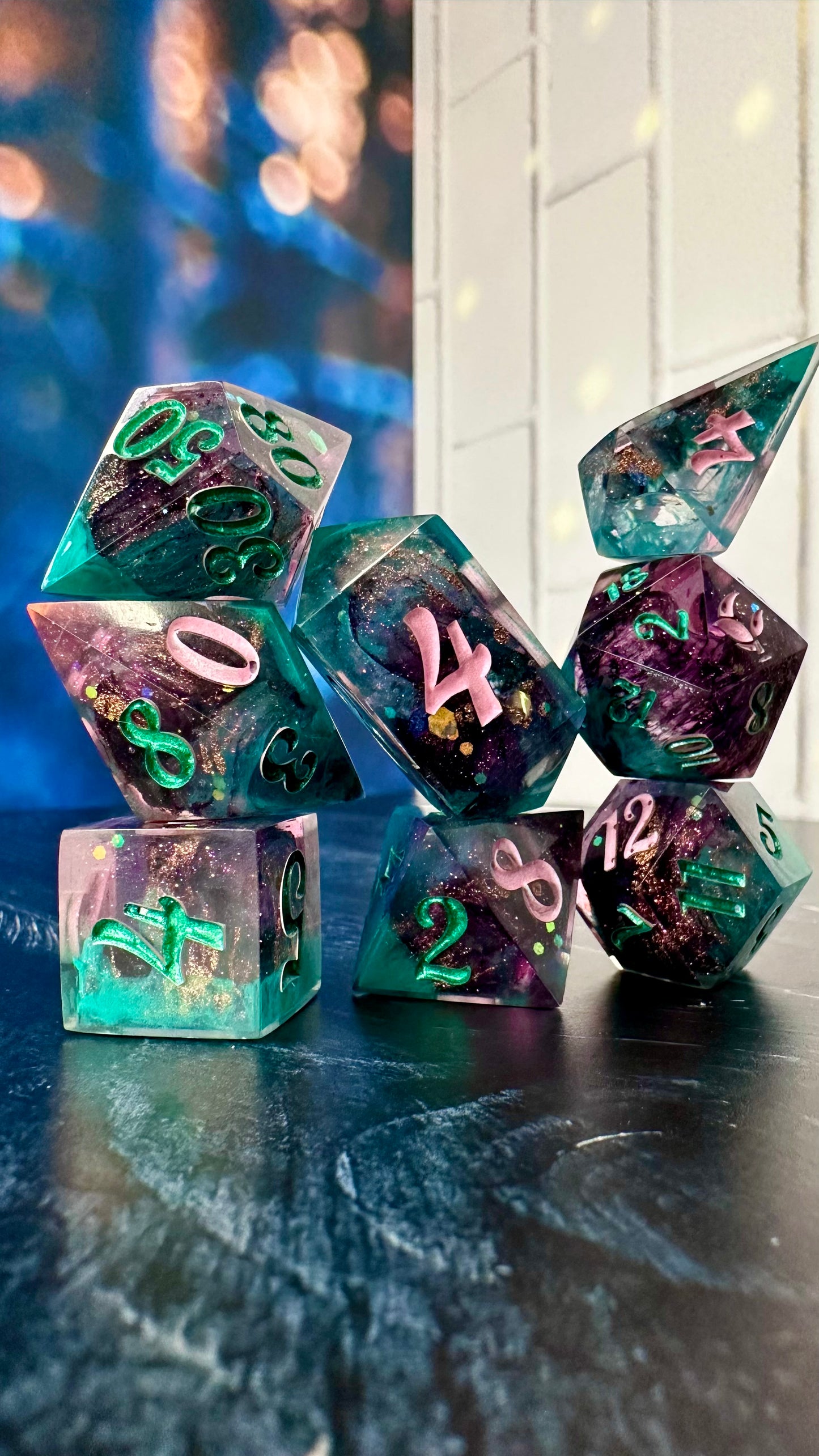 “No. One Mourns the Wicked”- 8 piece polyhedral dice set (Large)