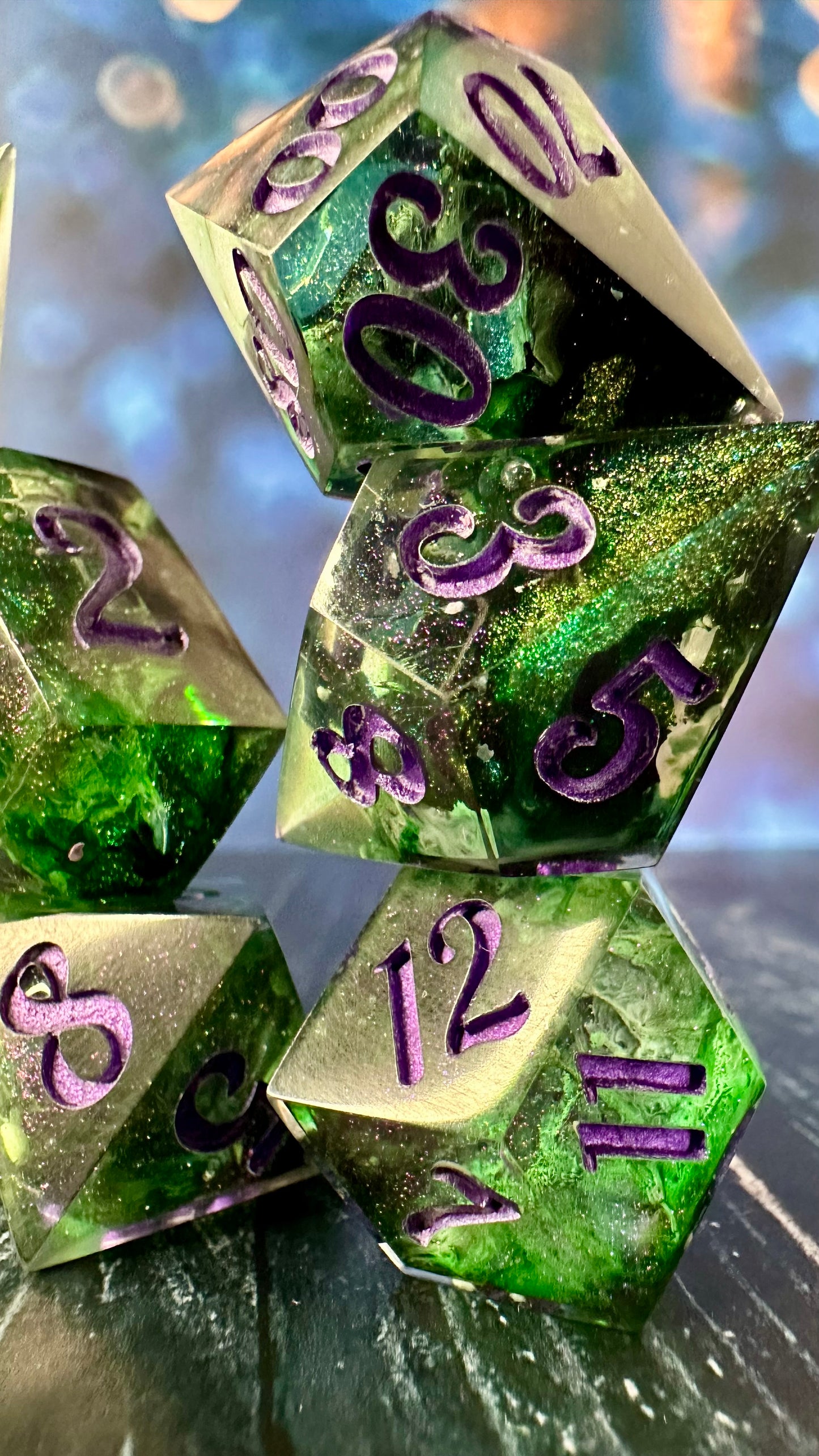 “Yes, I’ve always been green” - 8 piece polyhedral dice set (Large)