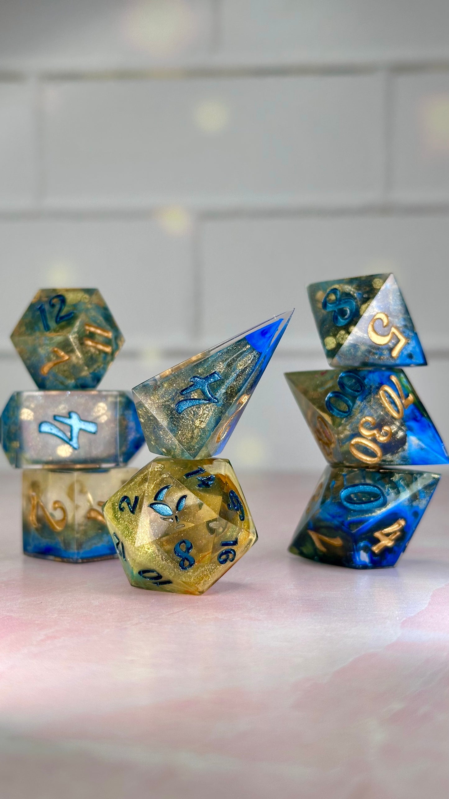 Starry Night-8 piece polyhedral dice set (Large)