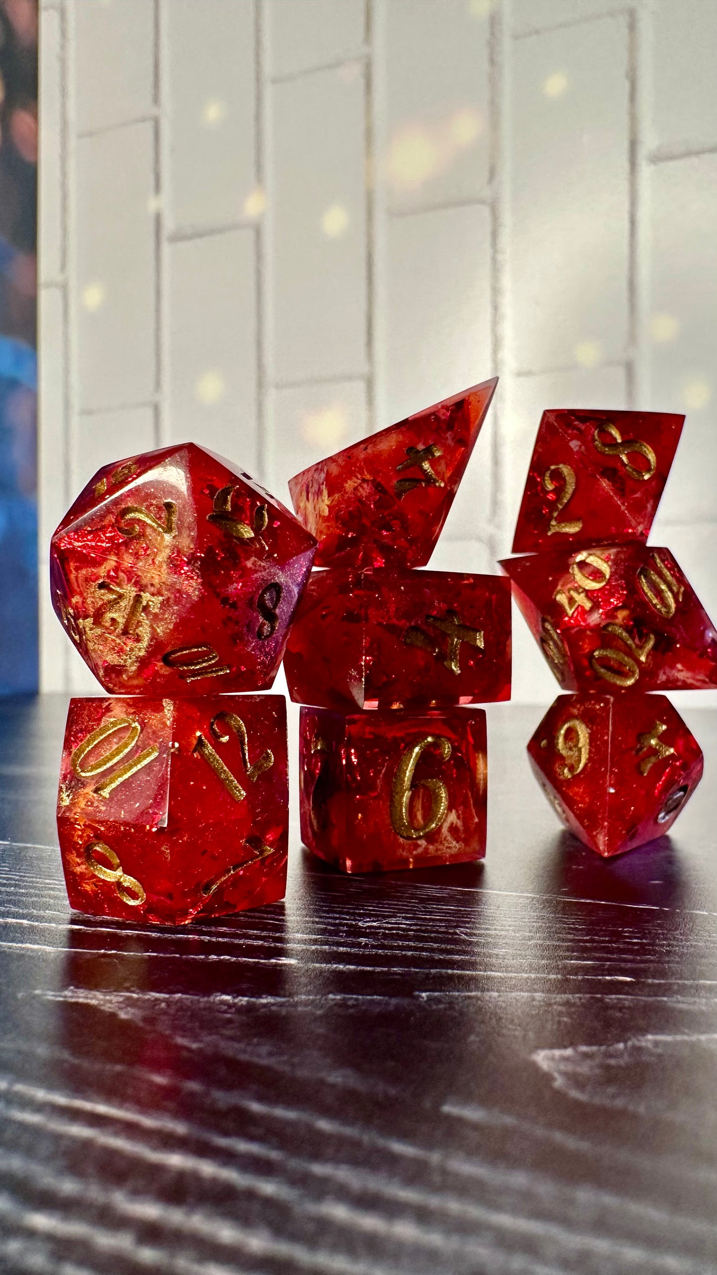 Ruby Slippers- 8 piece polyhedral dice set (Large)