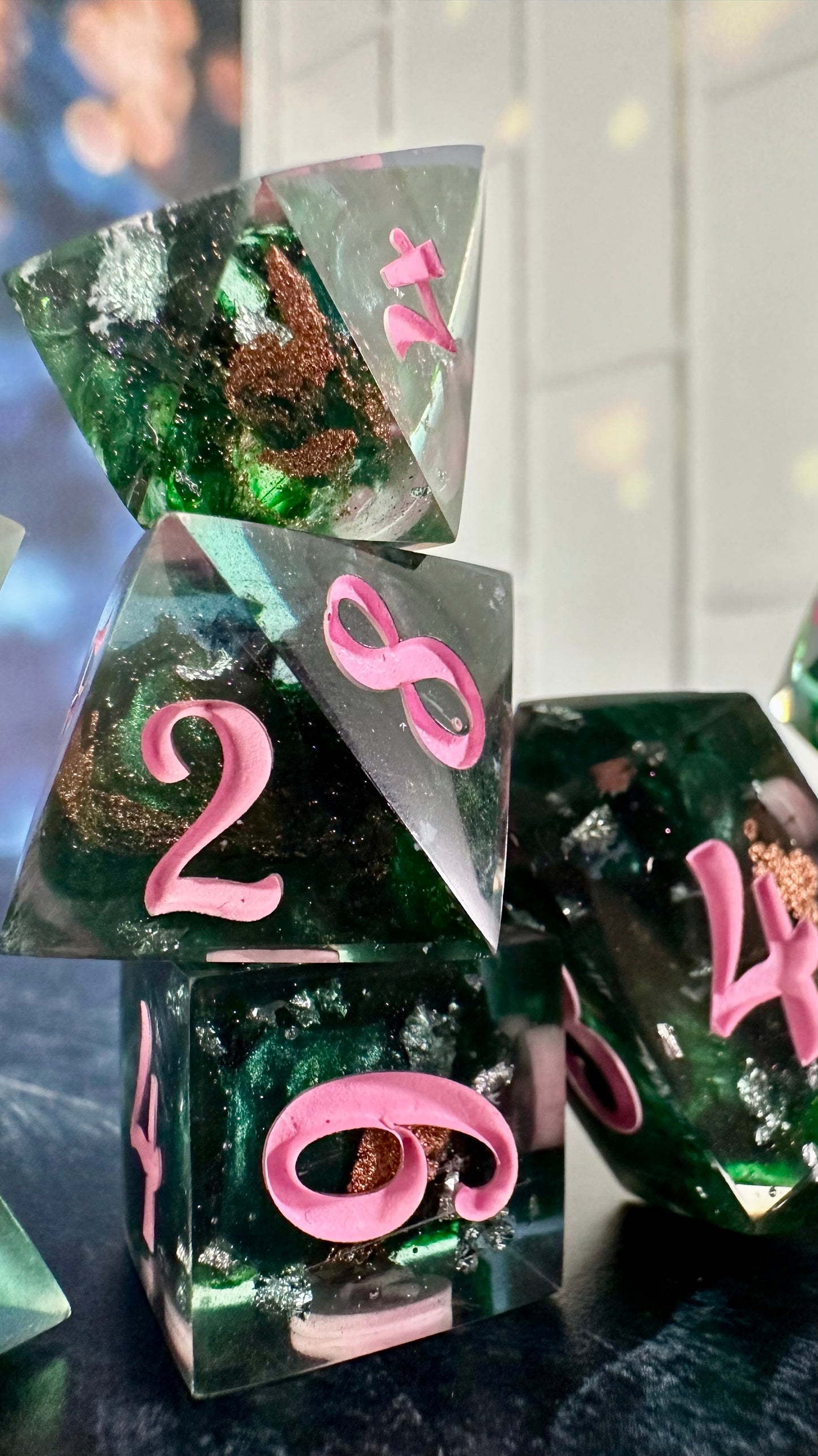 “Together we’re Unlimited”-8 piece polyhedral dice set (Large) Pobody's Nerfect