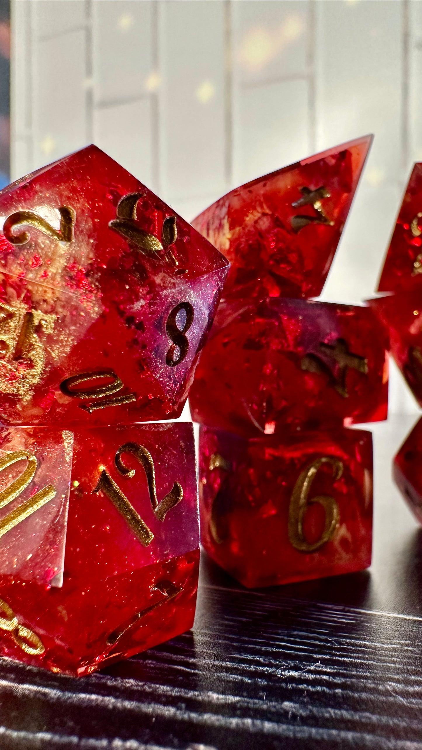Ruby Slippers- 8 piece polyhedral dice set (Large)