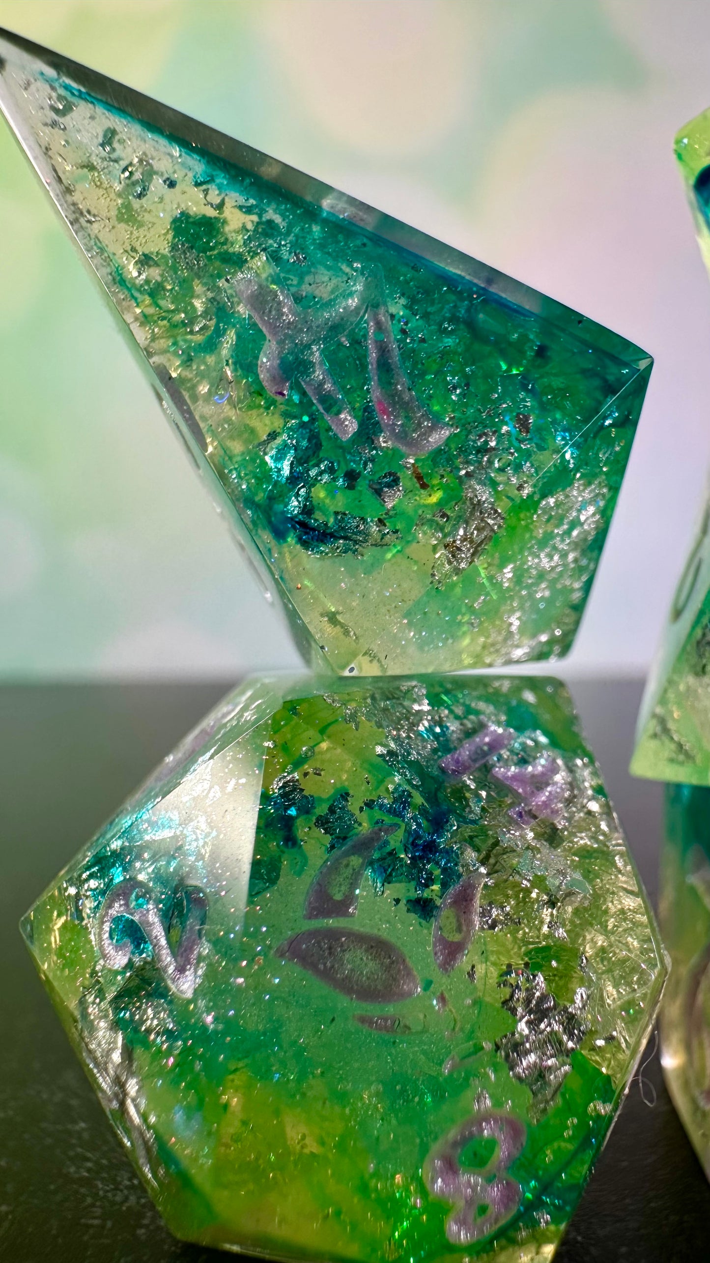 Monet's Waterlilies 9 piece polyhedral dice set (Large) (Beta) Pobody's Nerfect