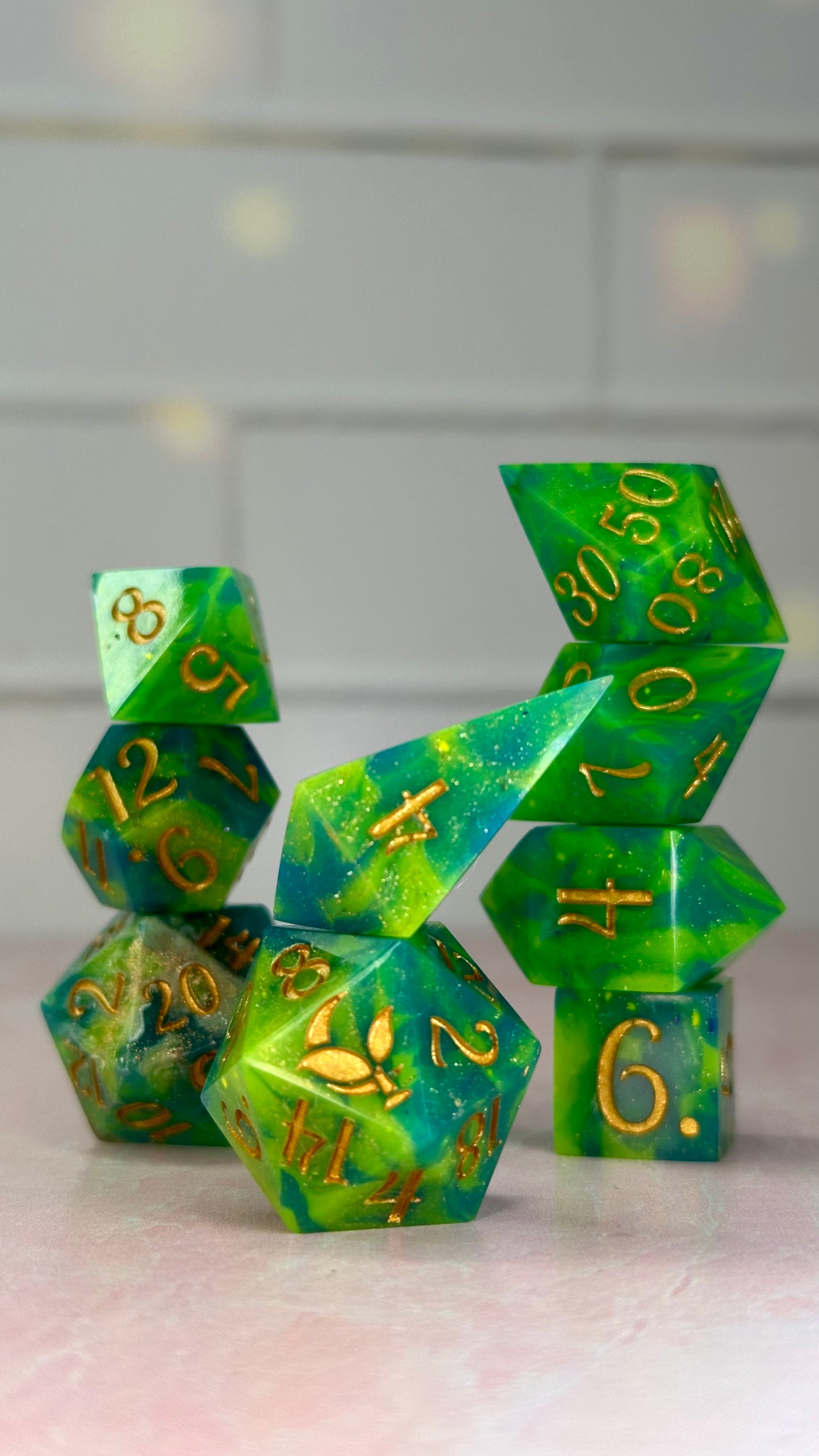 Earth Day- 8 piece polyhedral dice set