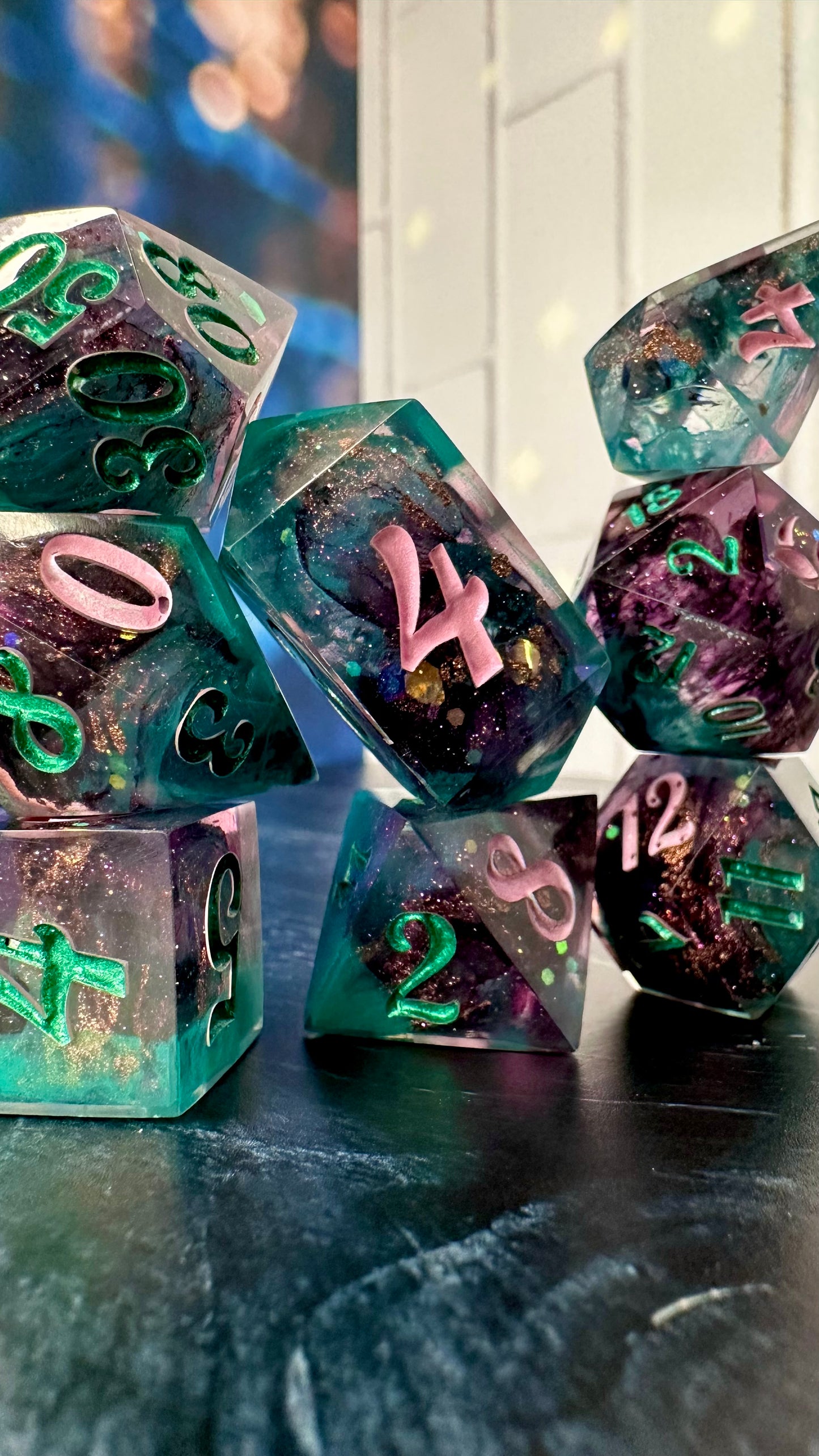 “No. One Mourns the Wicked”- 8 piece polyhedral dice set (Large)