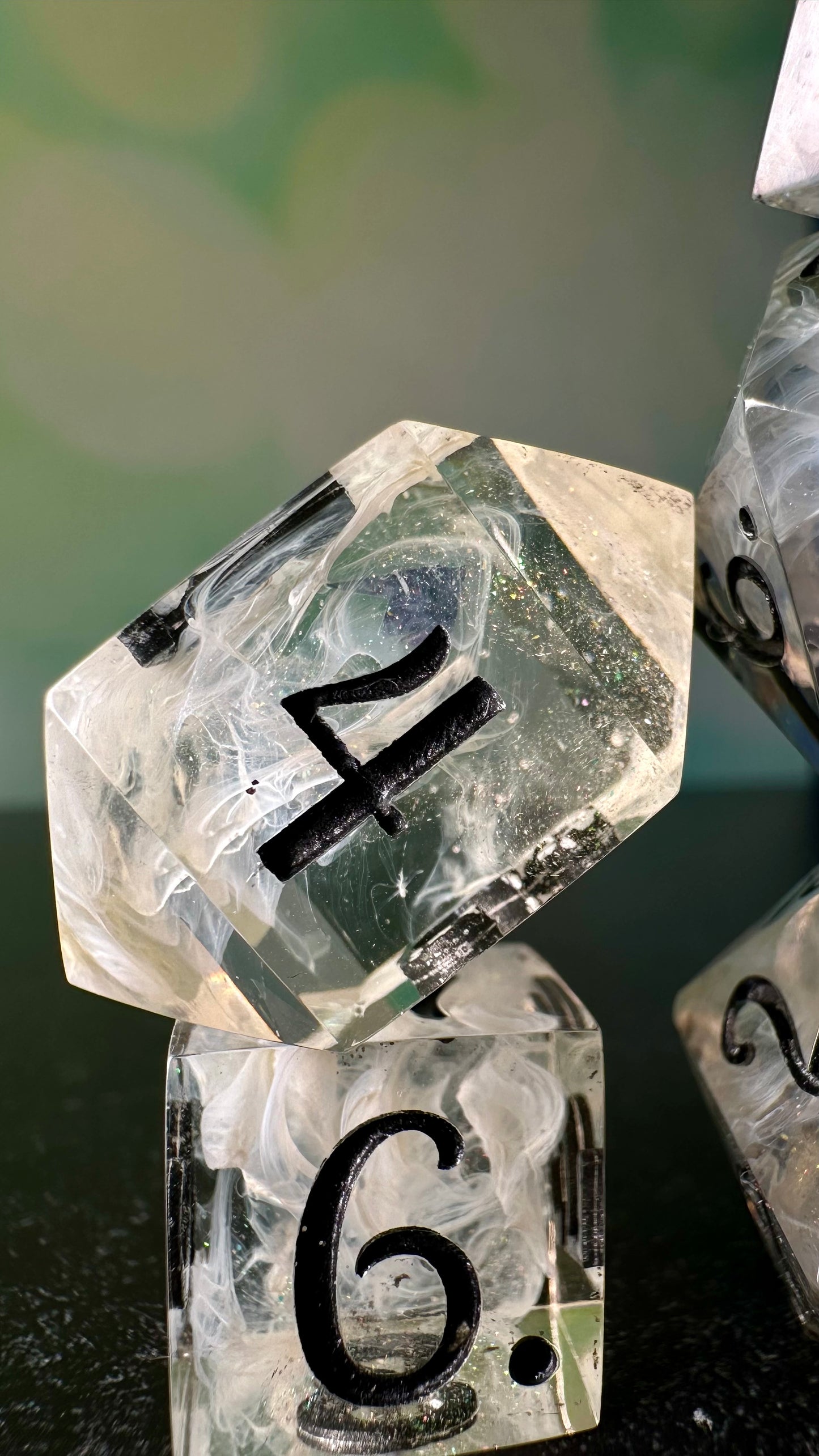 Aziraphale- 8 piece polyhedral dice set