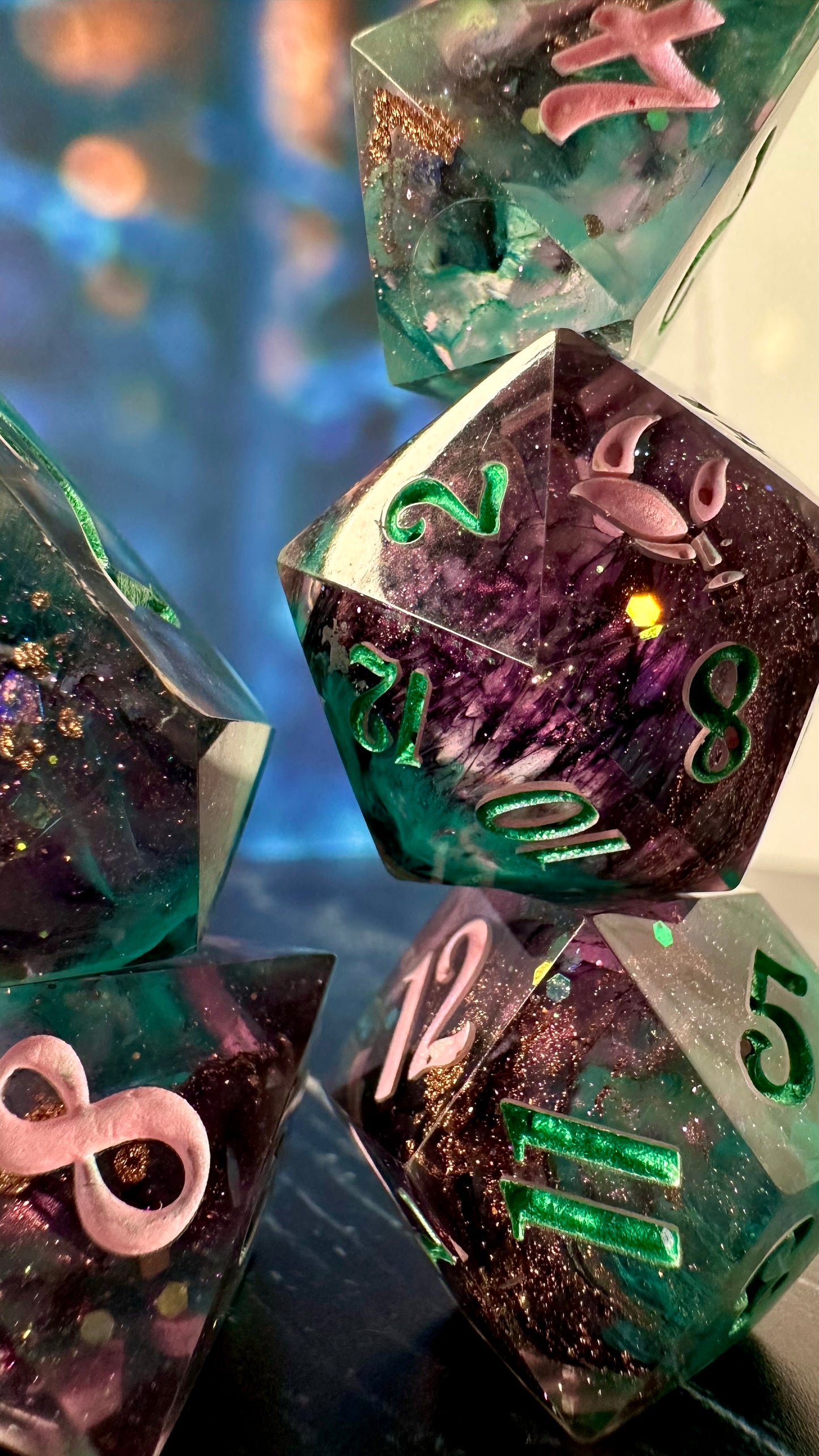 “No. One Mourns the Wicked”- 8 piece polyhedral dice set (Large)