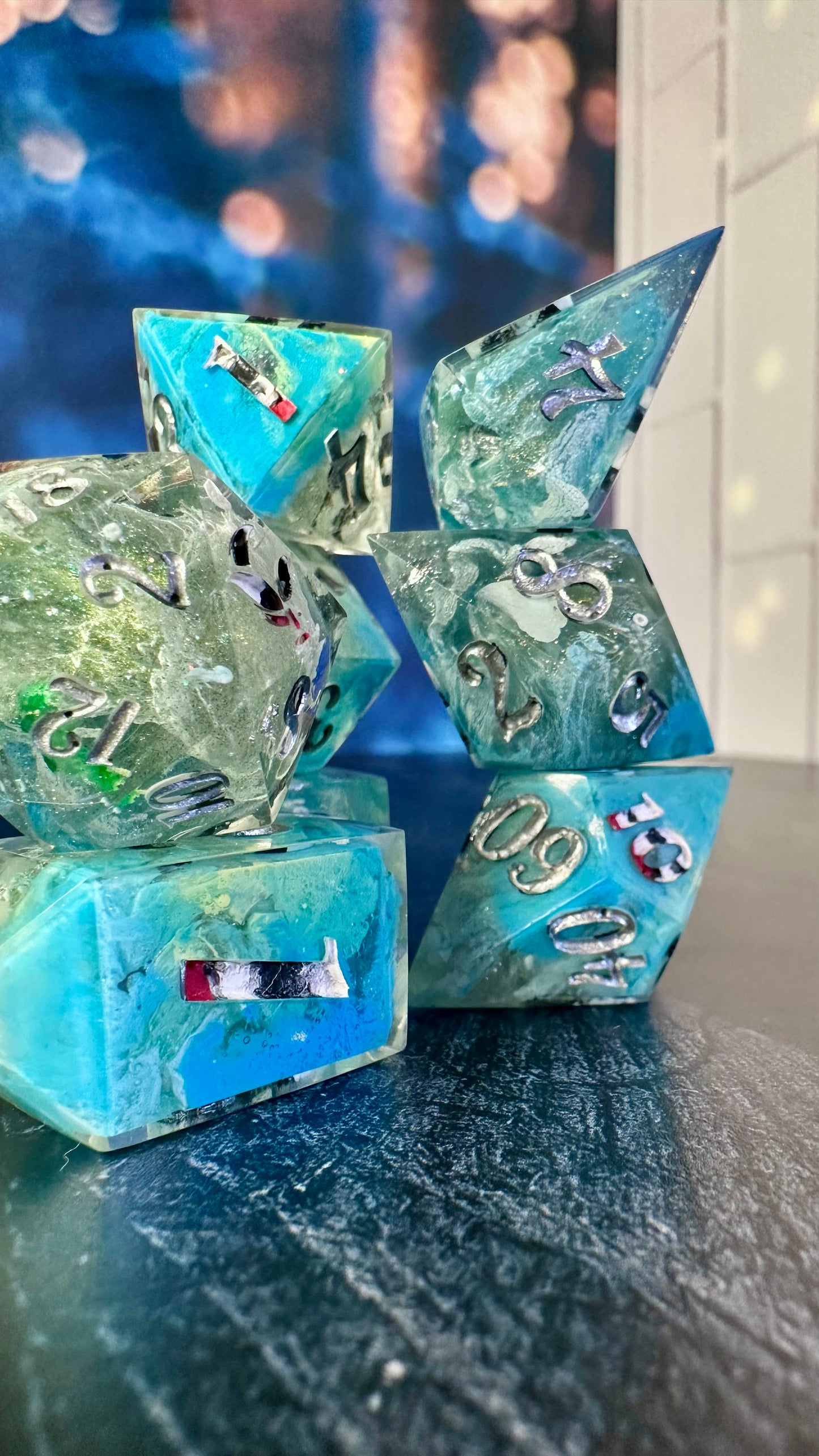 Doomed by the Narrative- 8 piece polyhedral dice set (Large)
