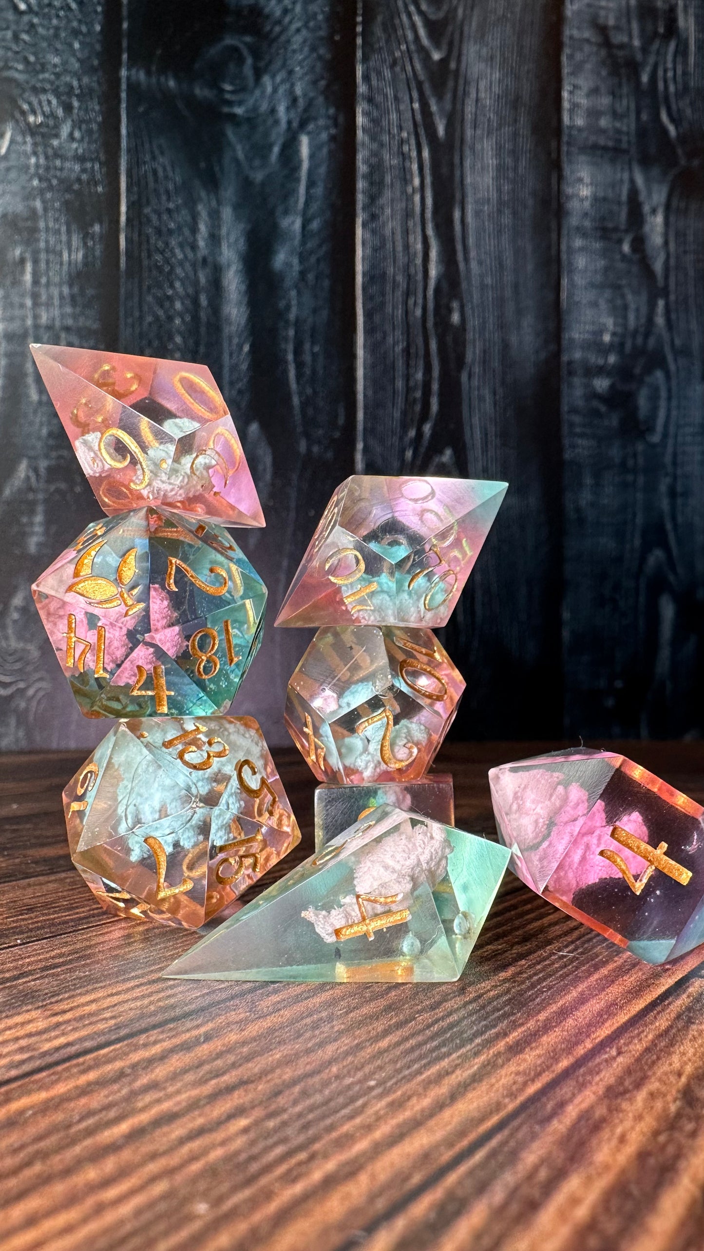 Cotton Candy Skies-8 piece polyhedral dice set-Pobody's Nerfect