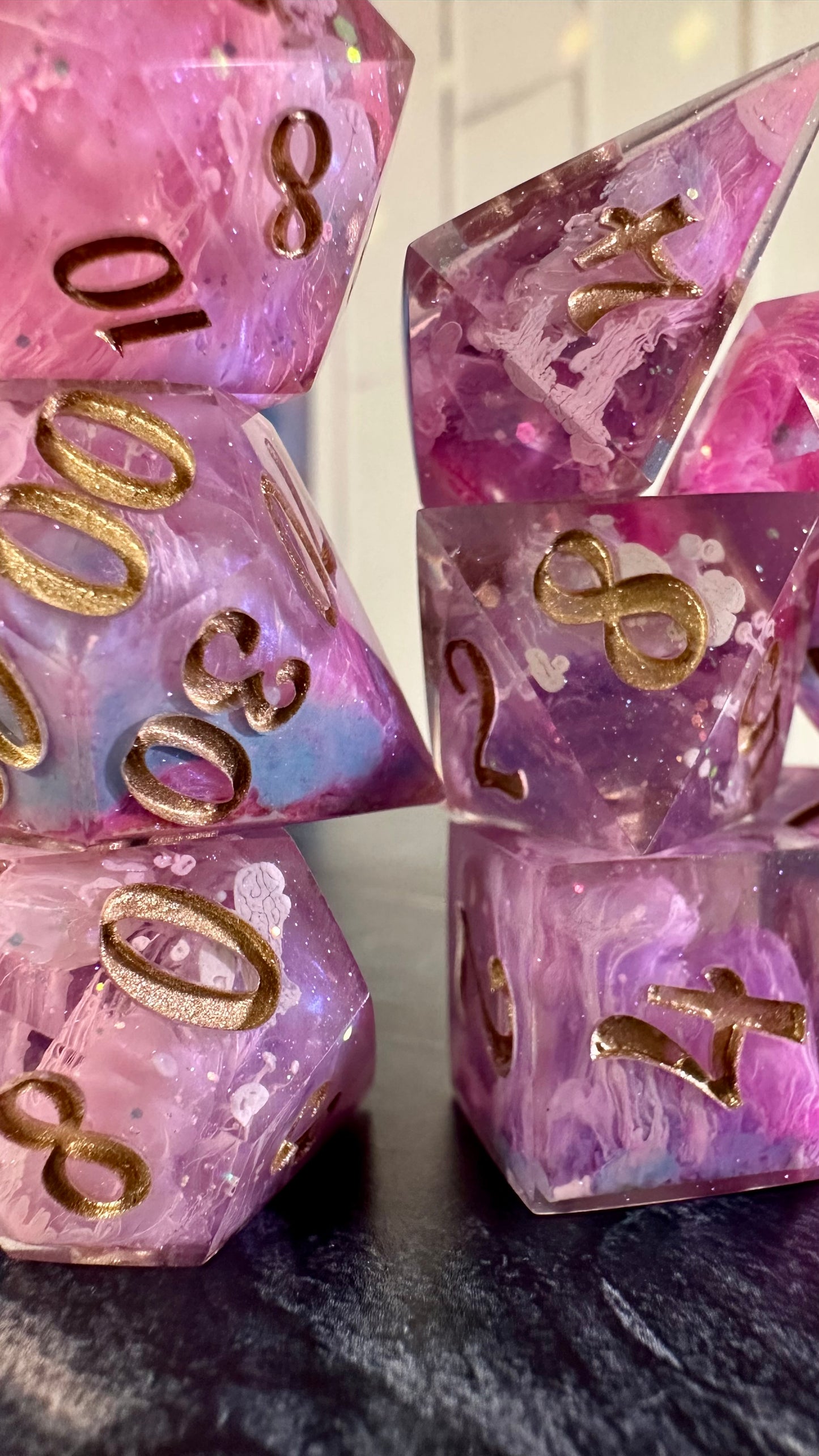 Galinda’s Arrival at Shiz- 8 piece polyhedral dice set (Large)