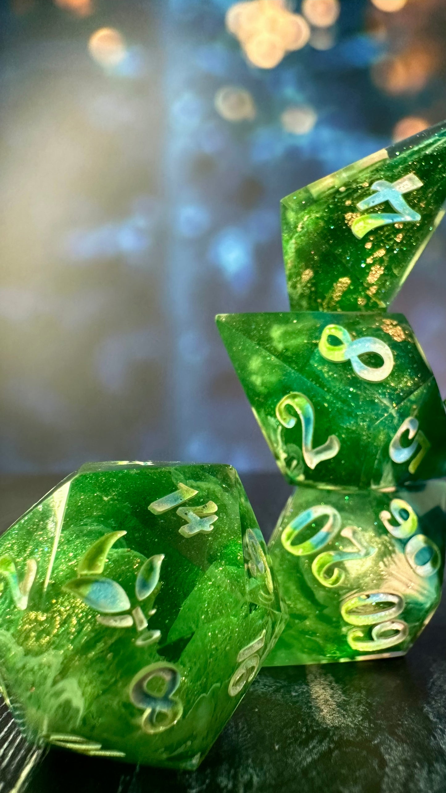 "Where the Bluebirds Fly"-8 piece polyhedral dice set (Large) Pobody's Nerfect
