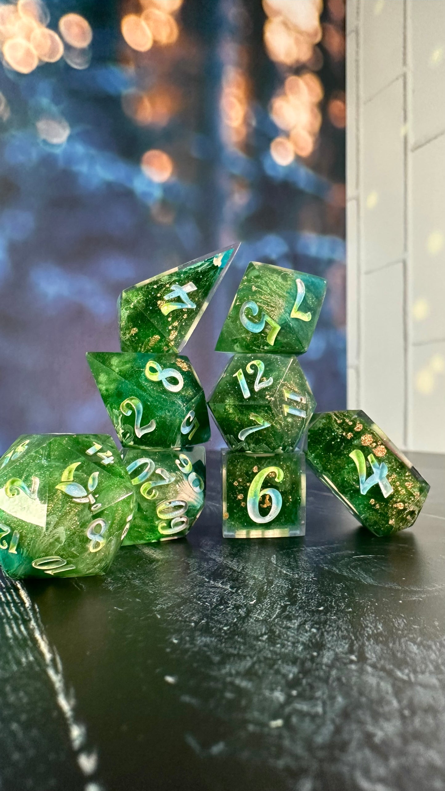 "Where the Bluebirds Fly"-8 piece polyhedral dice set (Large) Pobody's Nerfect