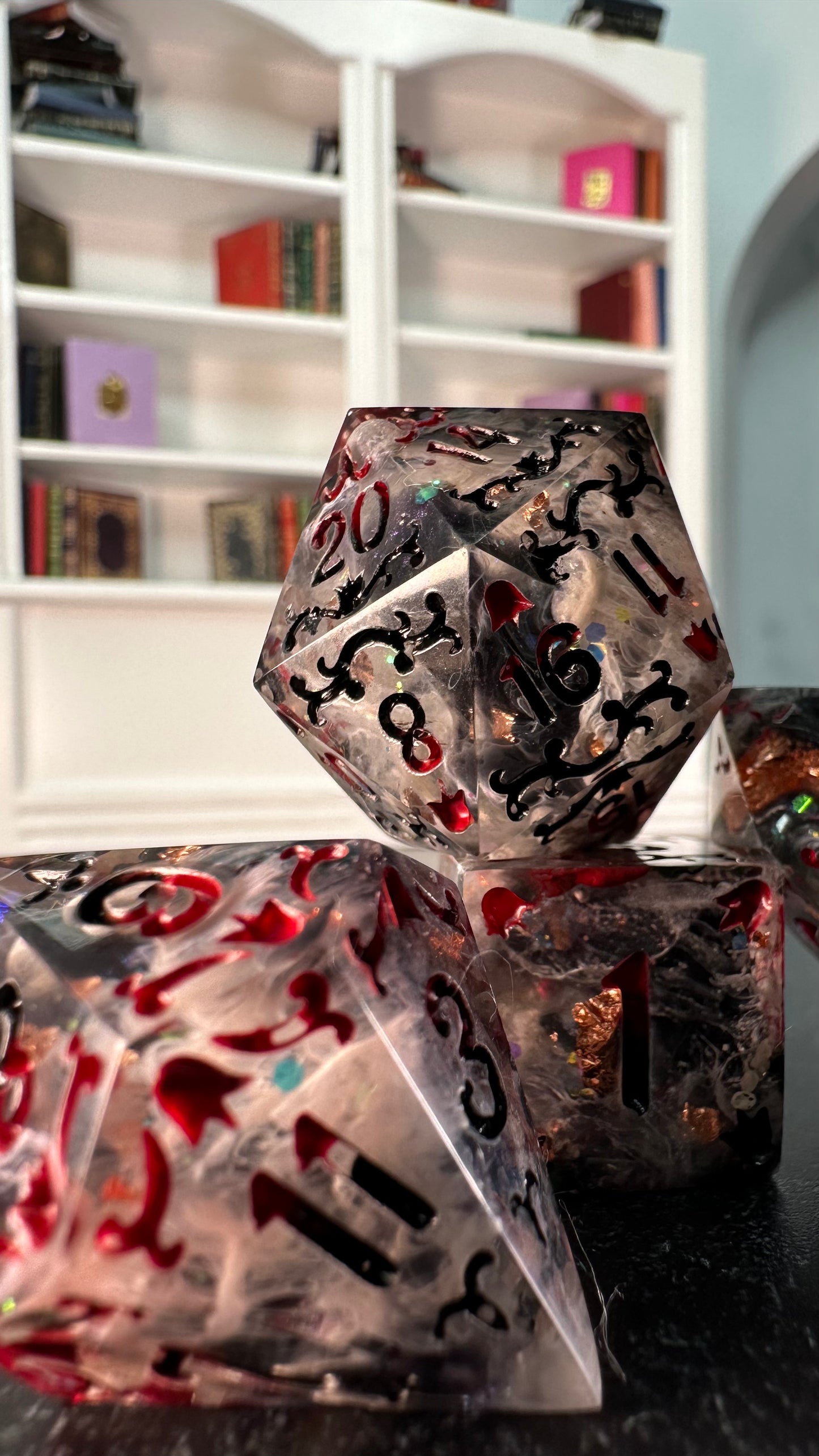 The Weaver - 7 piece jumbo filigree dice set