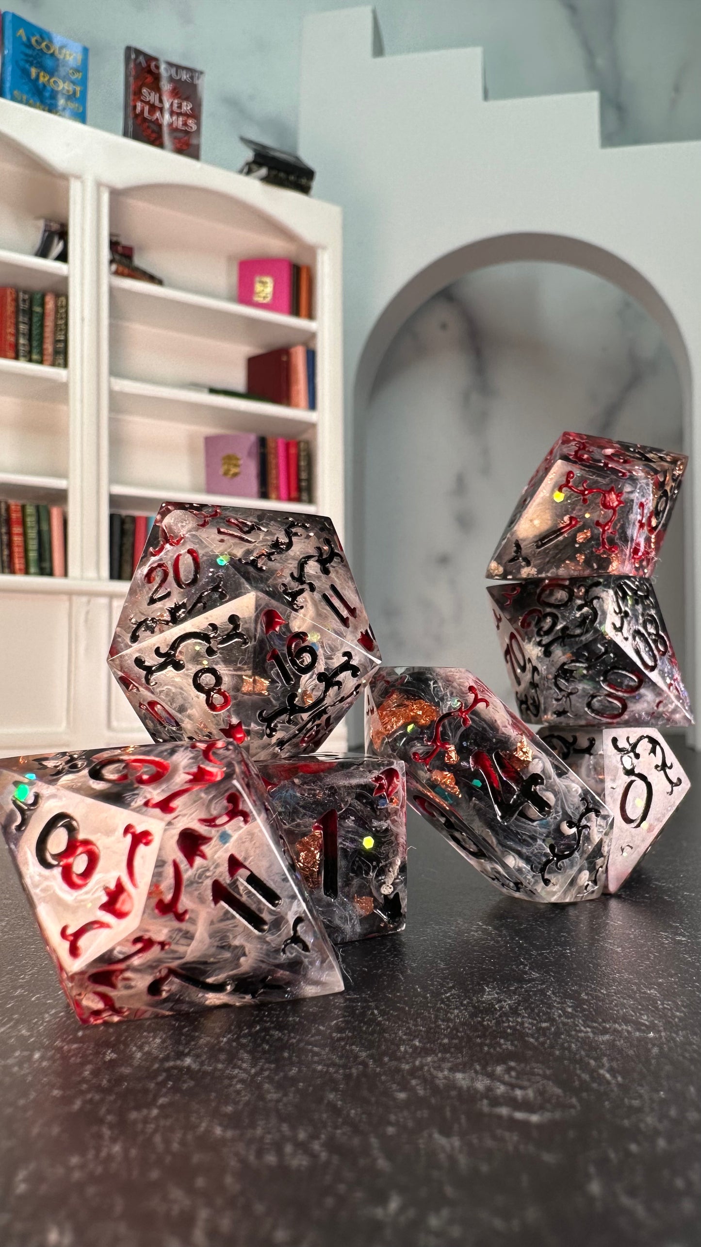 The Weaver - 7 piece jumbo filigree dice set