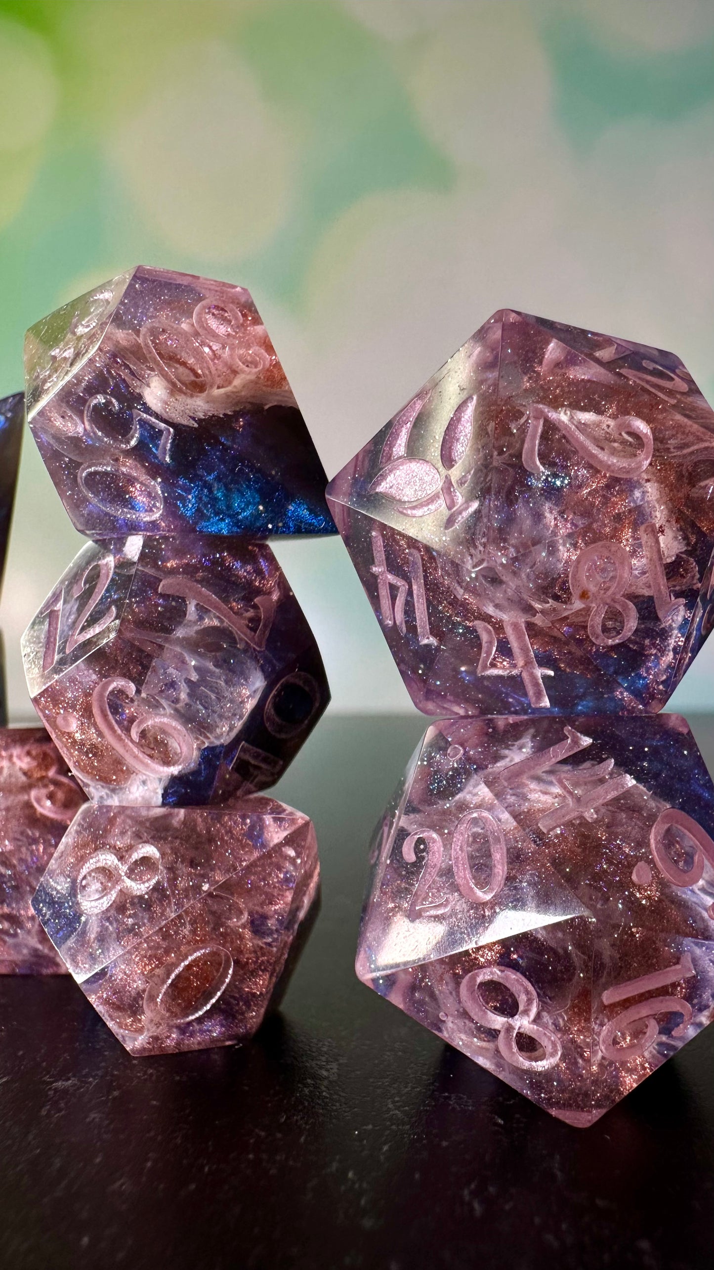 The Dawn Court Redux- 8 piece polyhedral dice set
