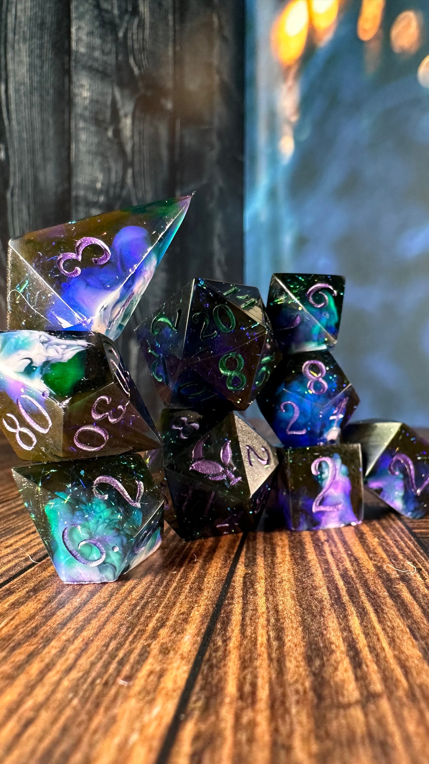 Dark Galaxy-8 piece polyhedral dice set-Pobody's Nerfect