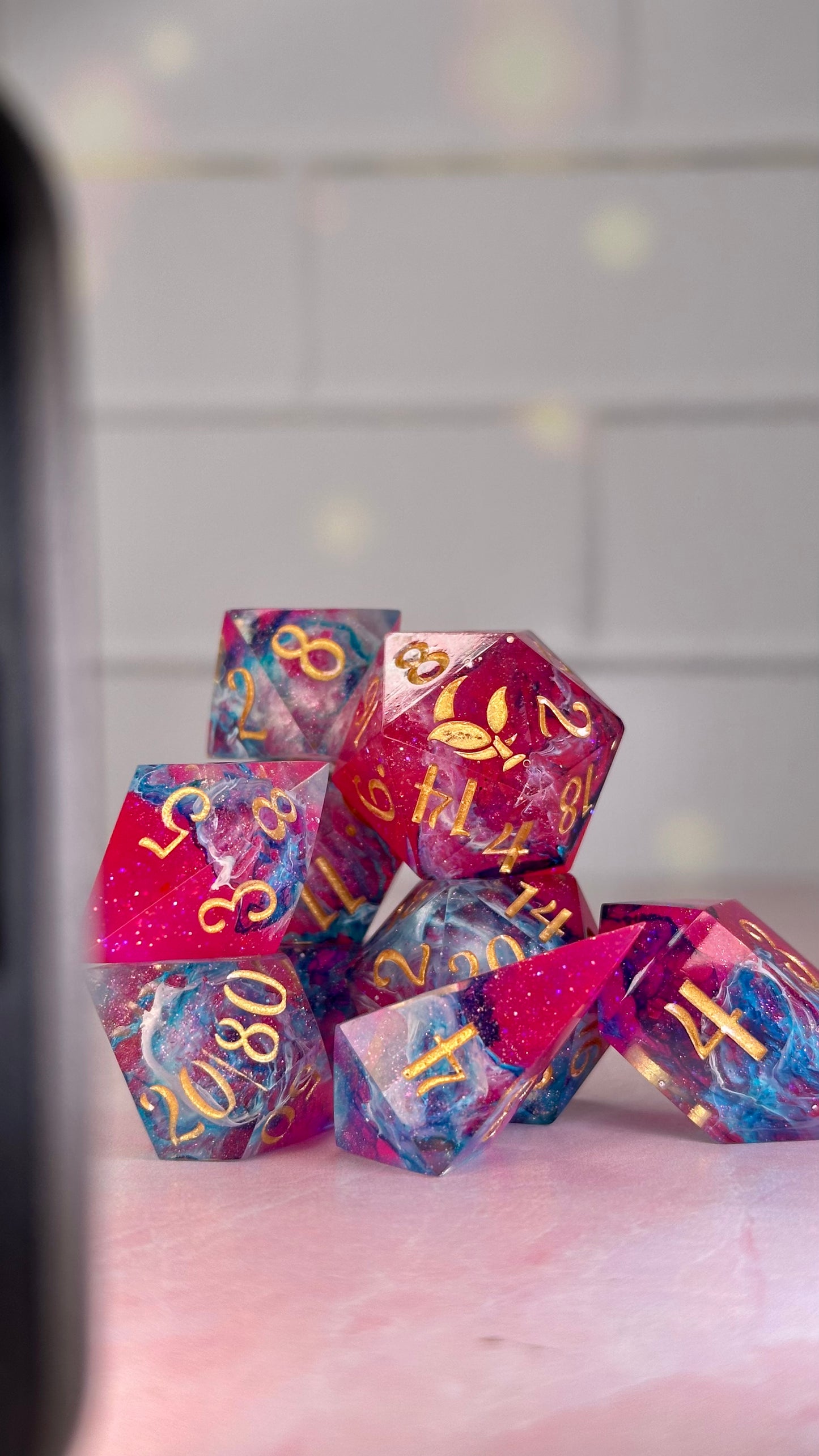 Love in Abstraction- 8 piece polyhedral dice set