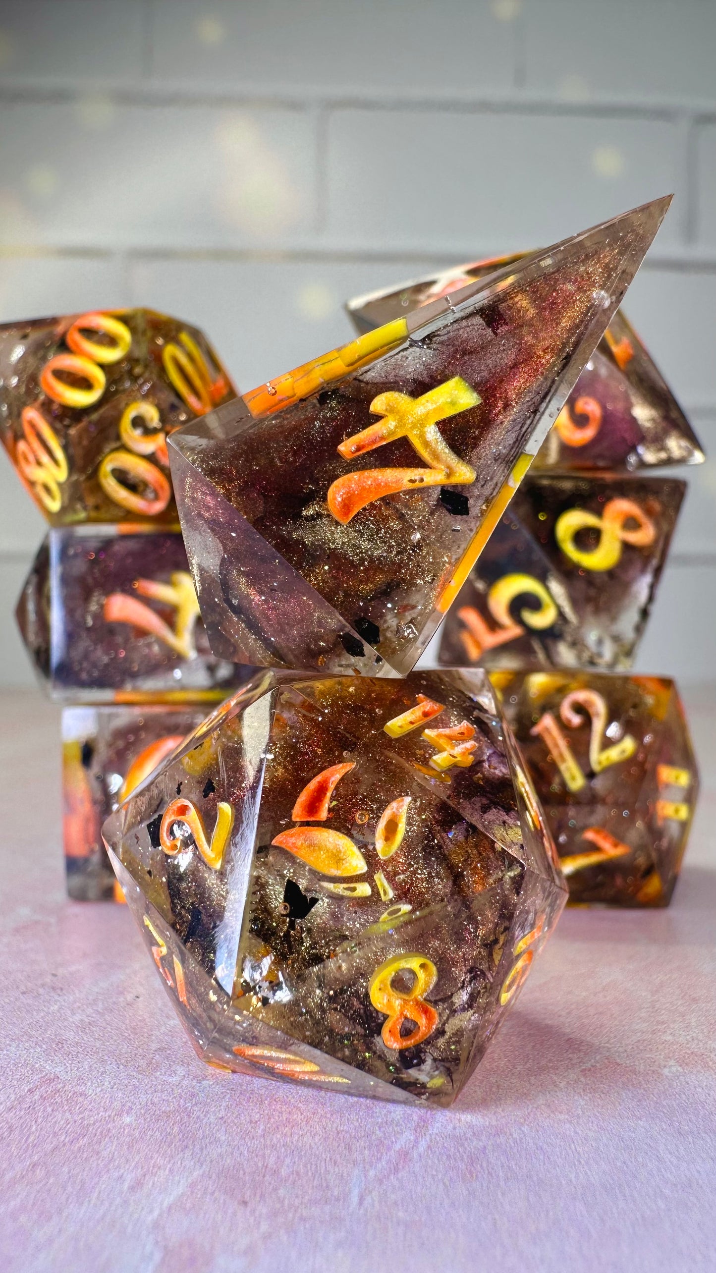 Mae Aniseya -Pobody’s Nerfect 8 piece polyhedral dice set (Large)