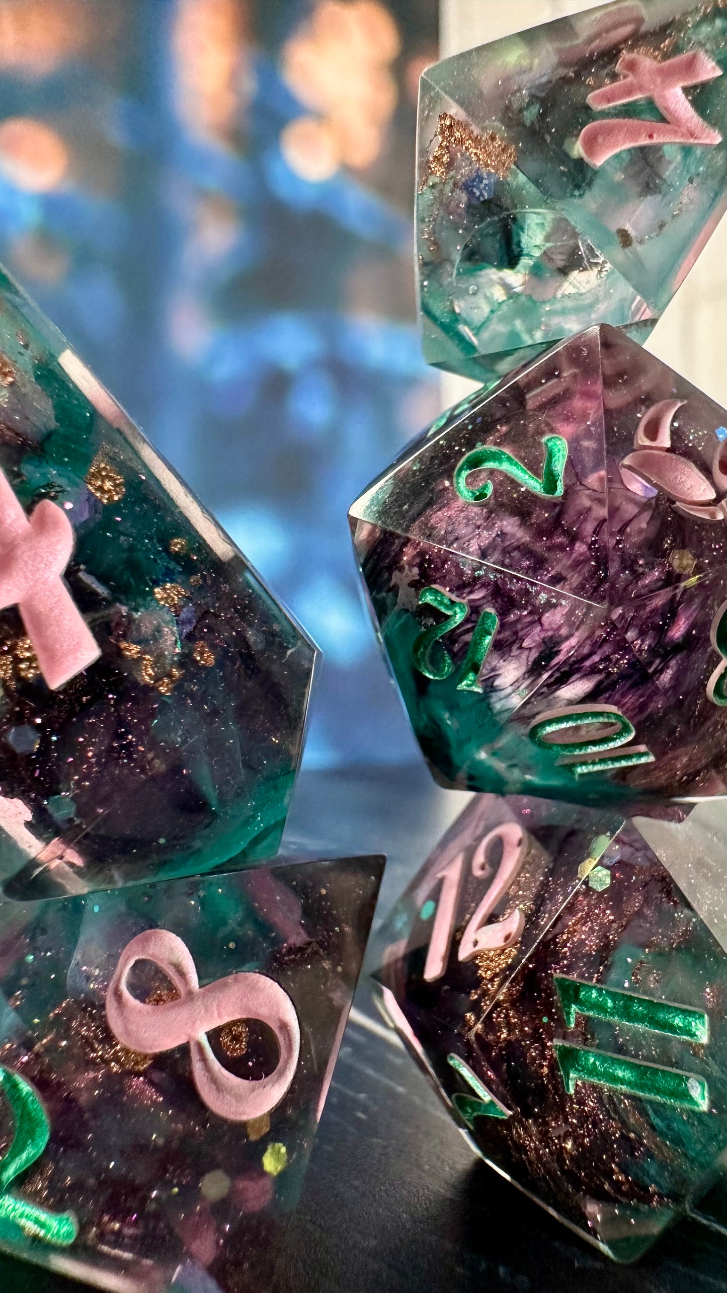 “No. One Mourns the Wicked”- 8 piece polyhedral dice set (Large)