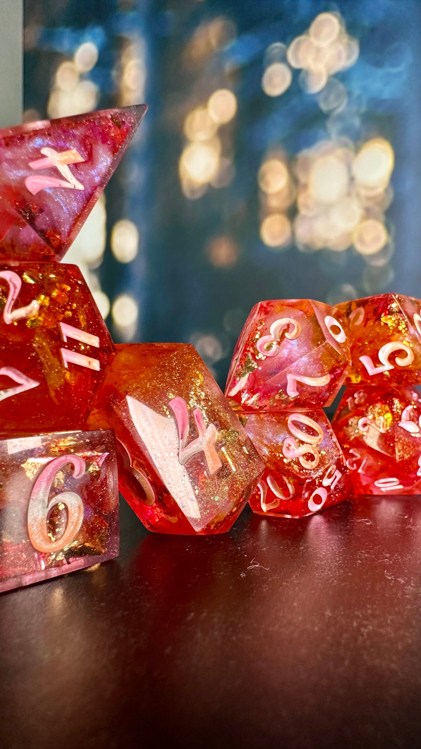 Lesbian Pride 8 piece polyhedral dice set (Large) (Beta) Pobody's Nerfect