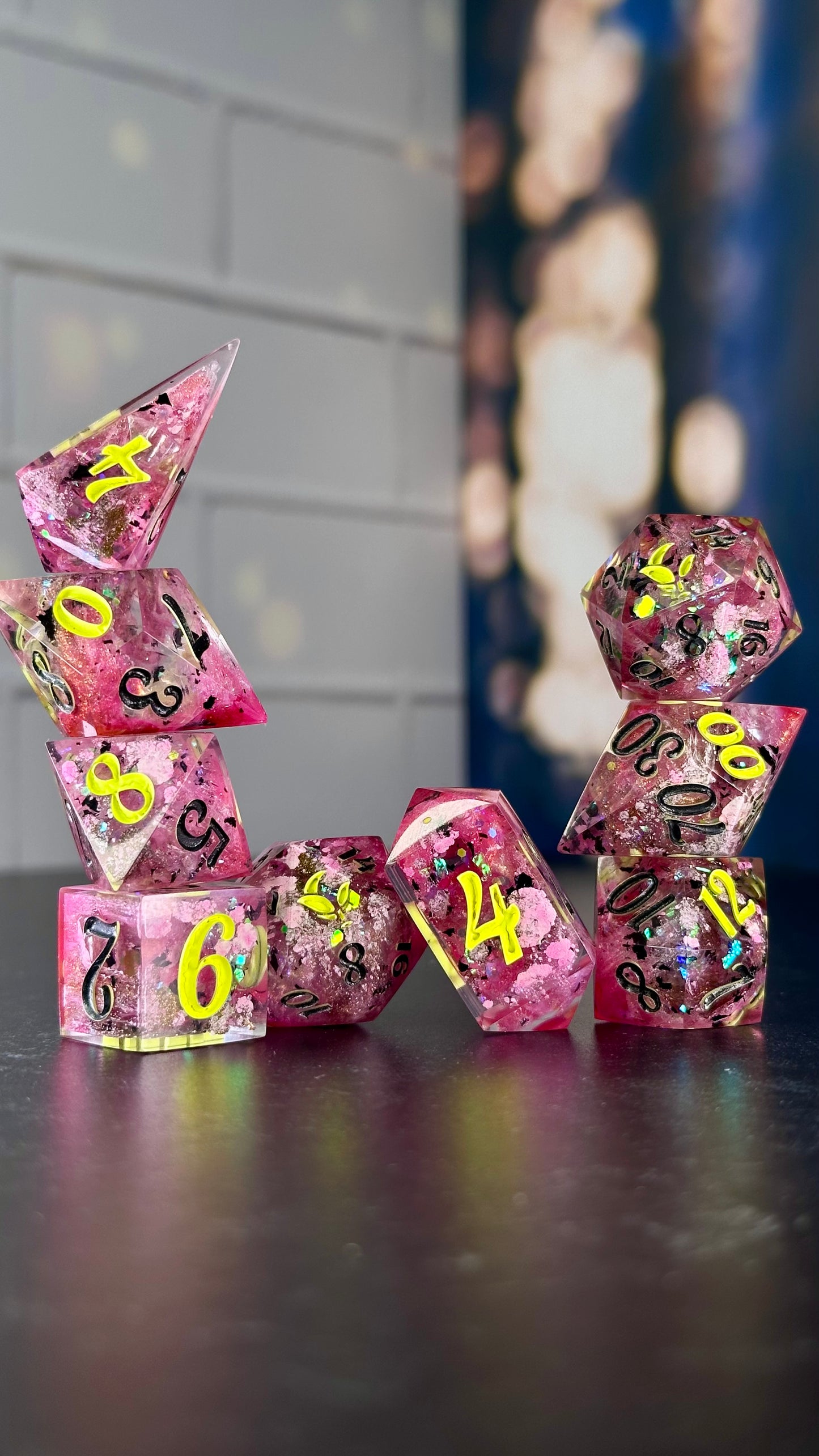 I’m kind of a difficult person”-8 piece polyhedral dice set (Large)