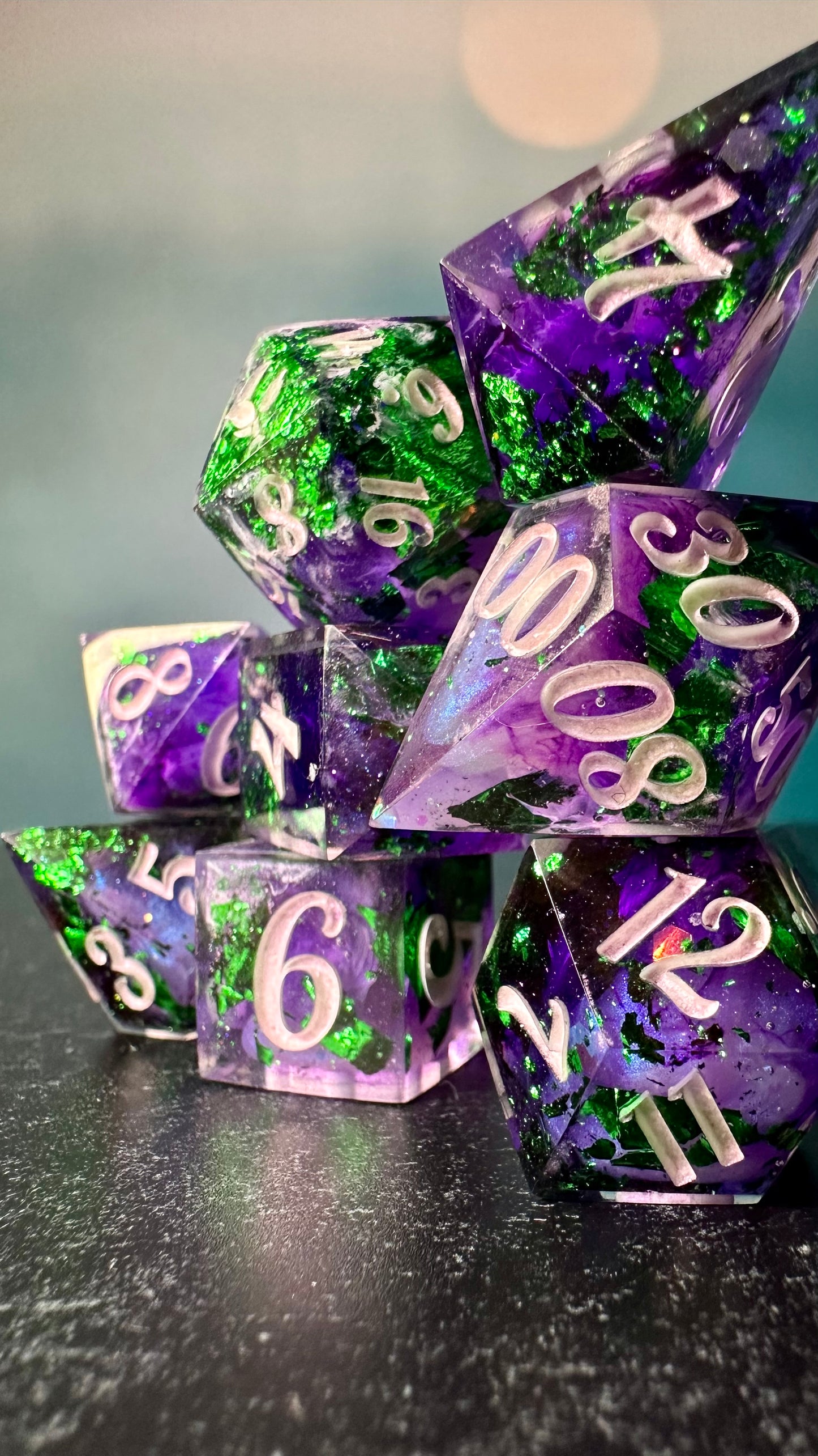 Genderqueer Pride 8 piece polyhedral dice set (Large) (Beta) Pobody's Nerfect (Copy)