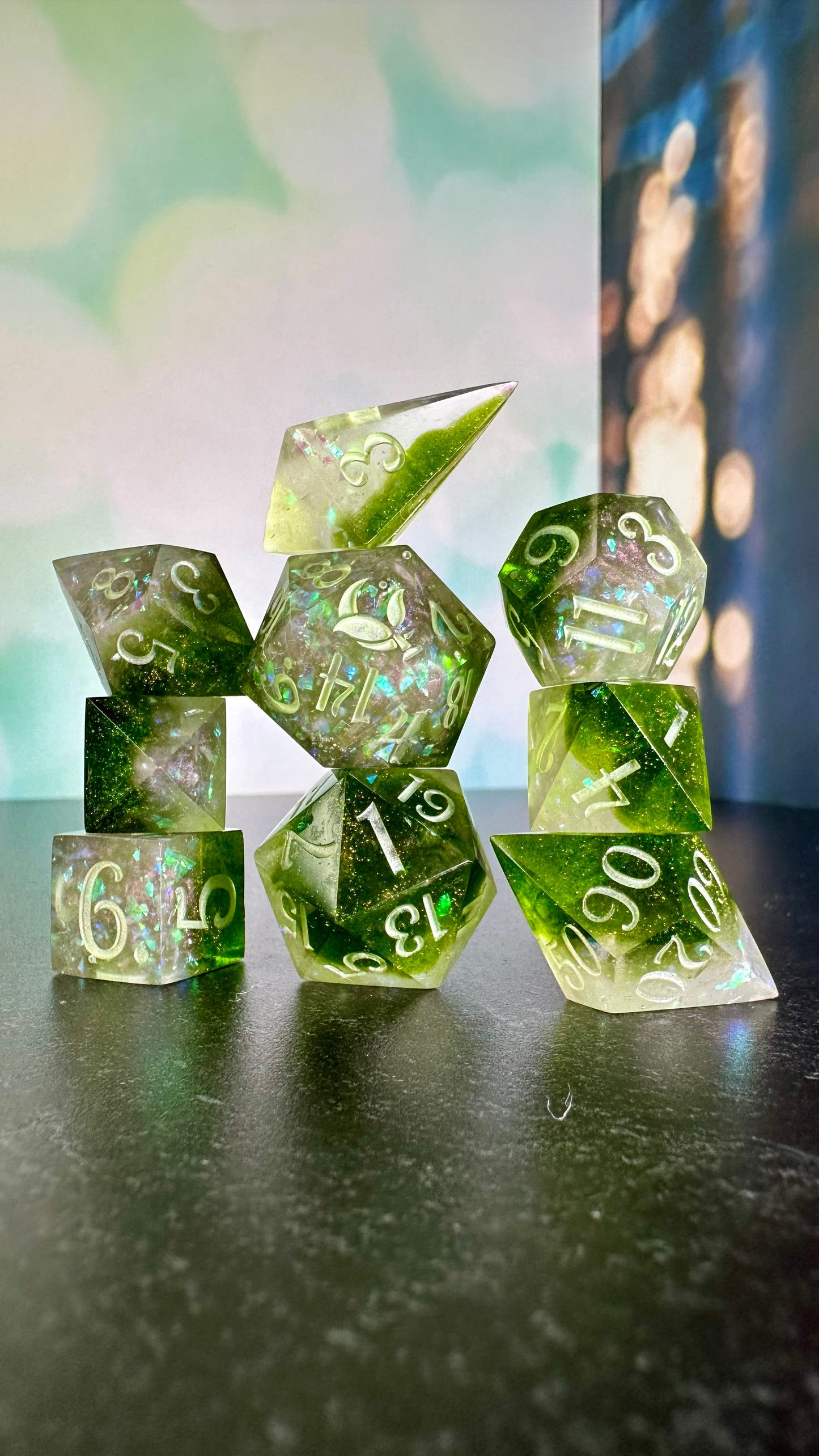 Spring's Haze- 8 piece polyhedral dice set