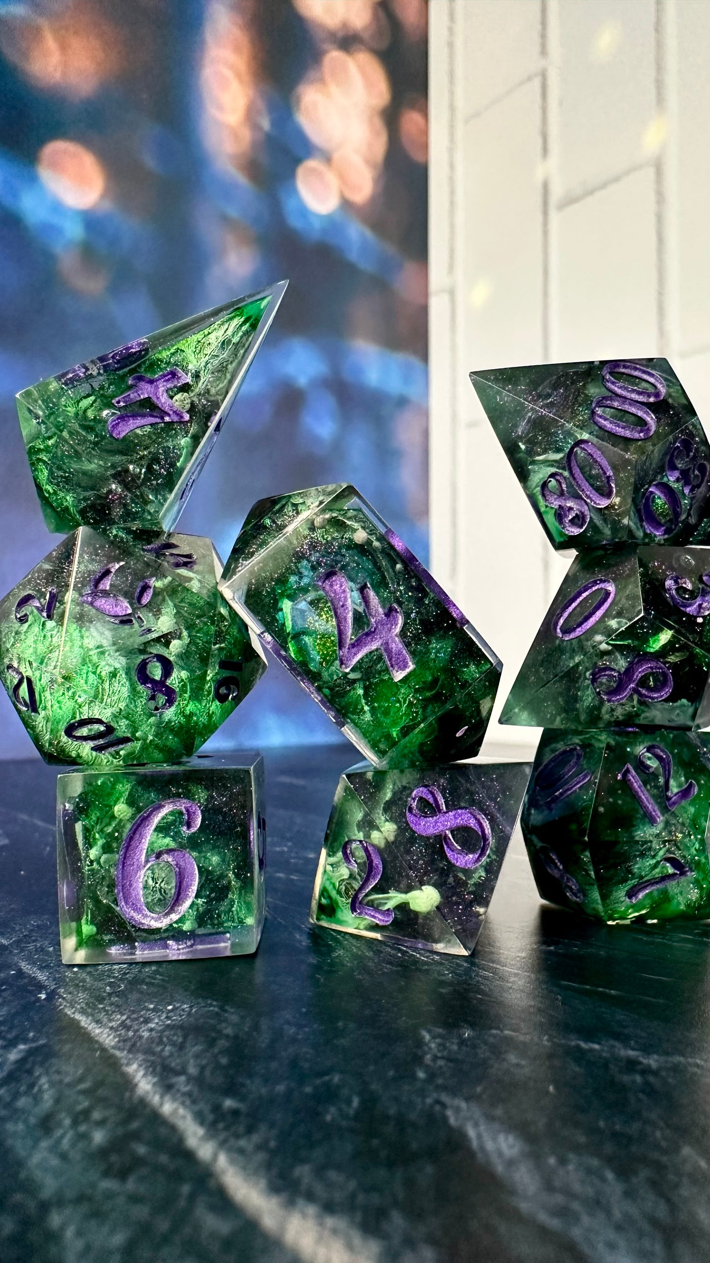 “Yes, I’ve always been green” - 8 piece polyhedral dice set (Large)
