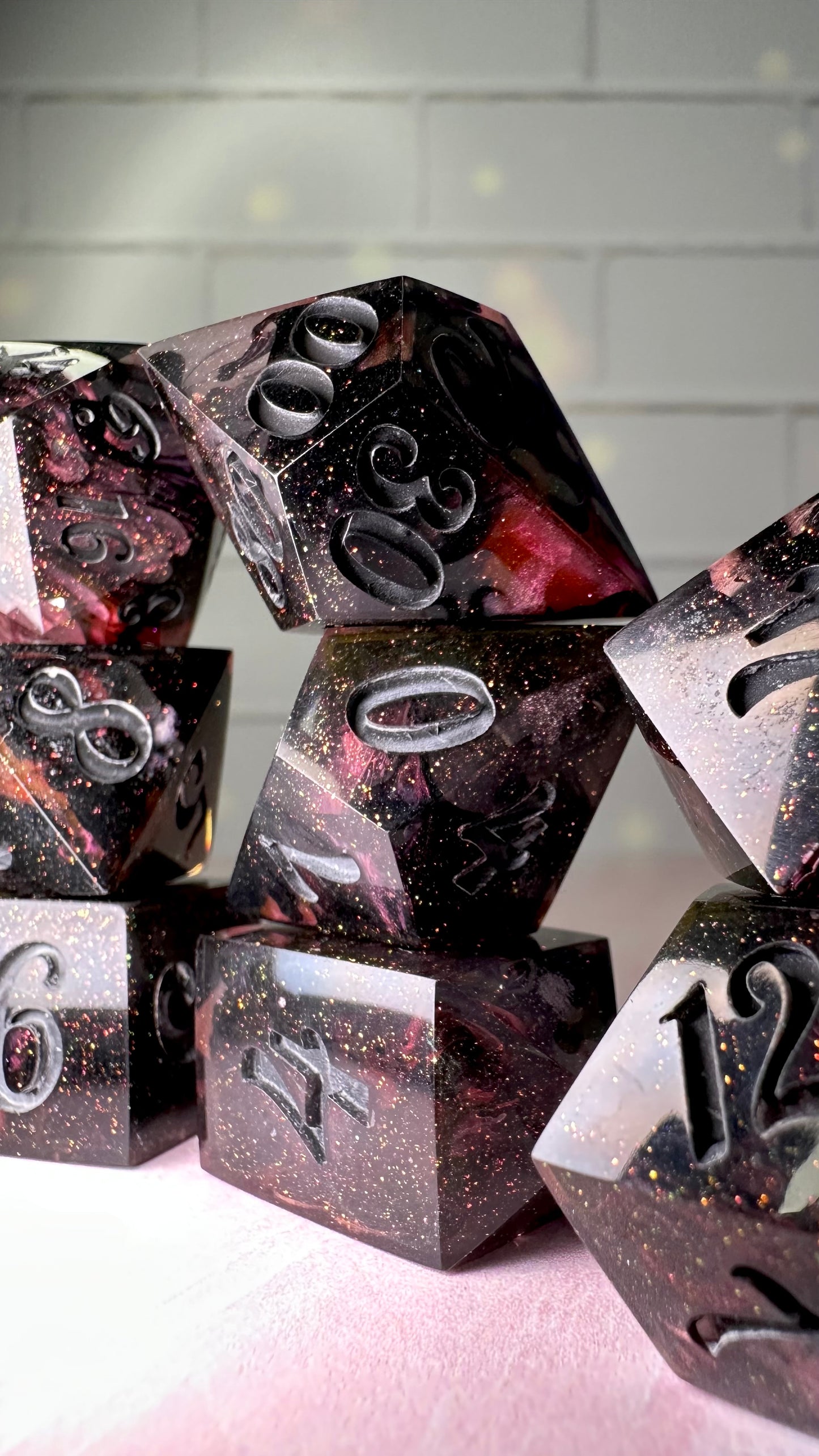 The Salem Seven-8 piece polyhedral dice set (Large)