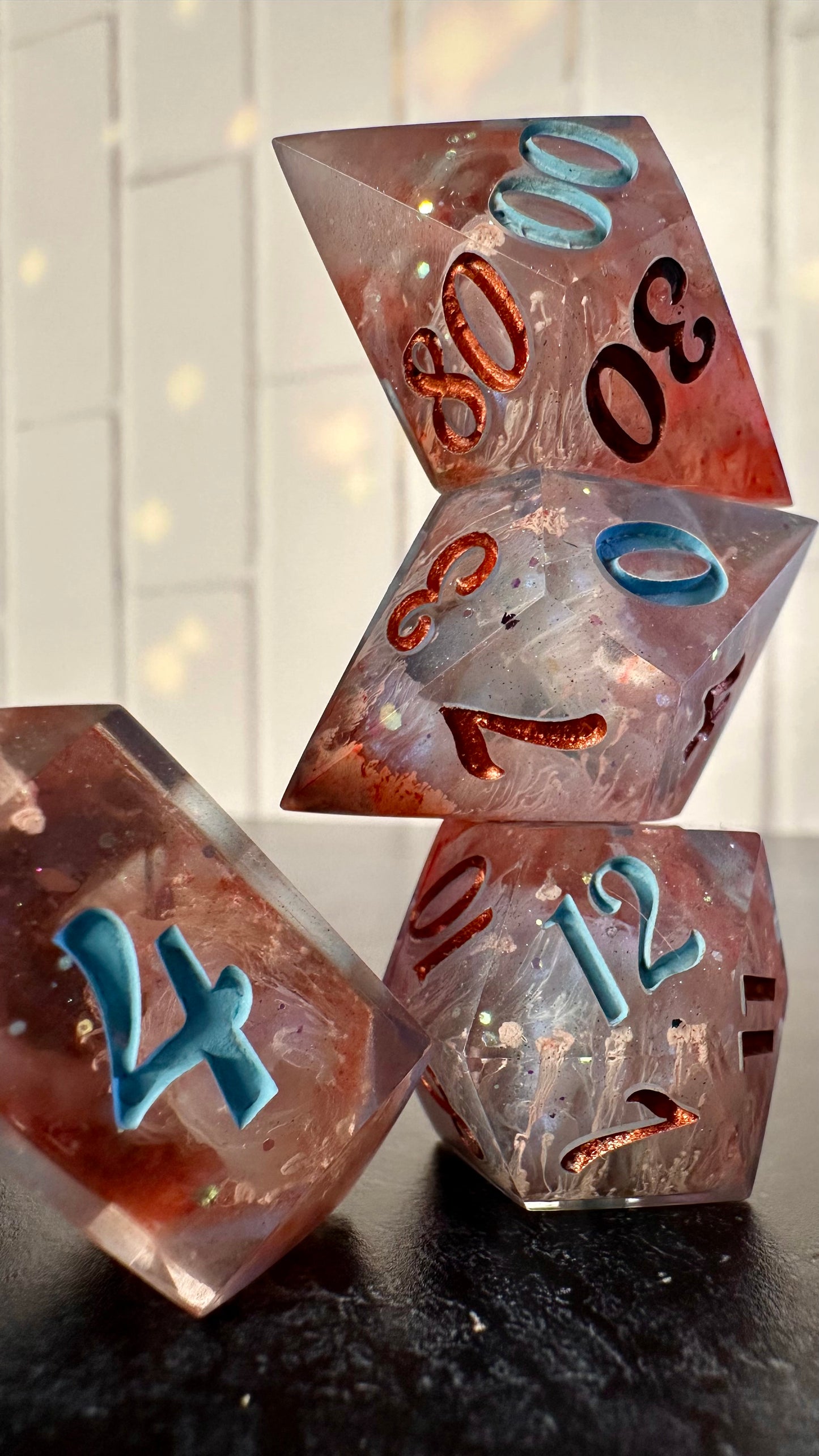 "Boq Woodsman, Munchkinland" 8 piece polyhedral dice set (Large) Pobody's Nerfect