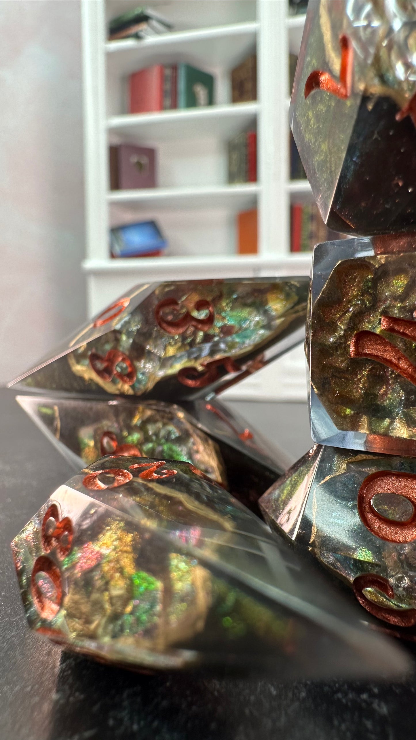 Autumn Court Geode- 8 piece polyhedral dice set- (Pointy Bois)- Nobody's Nerfect