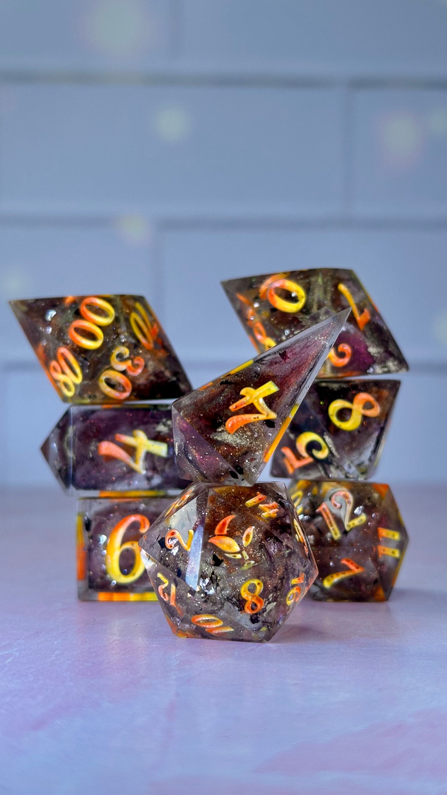 Mae Aniseya -Pobody’s Nerfect 8 piece polyhedral dice set (Large)