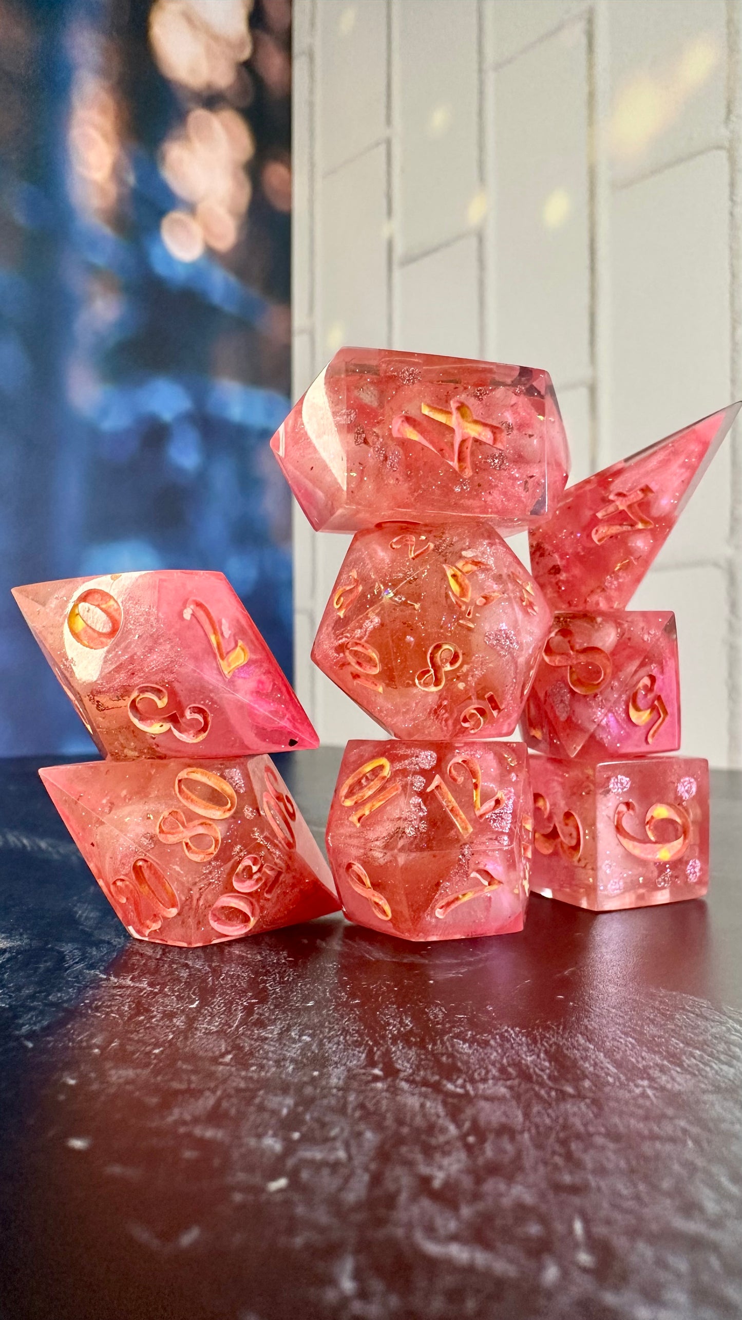 Galinda at the Ozdust- 8 piece polyhedral dice set (Large)