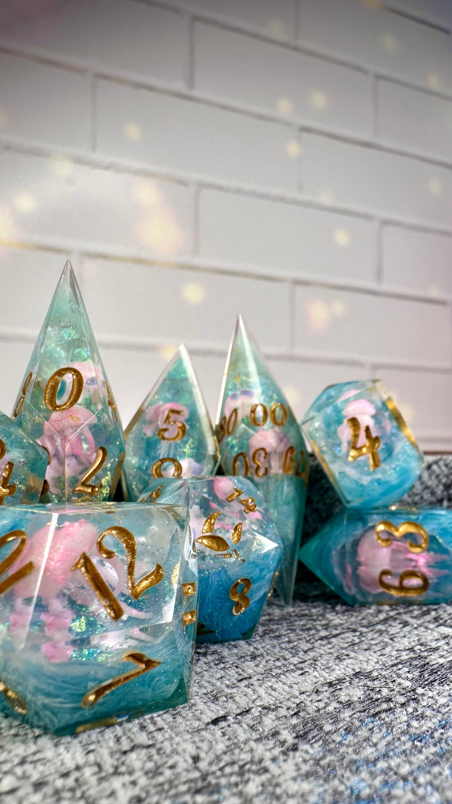He shall be my squishy Geode Dice- 8 piece polyhedral dice set- (Pointy Bois)