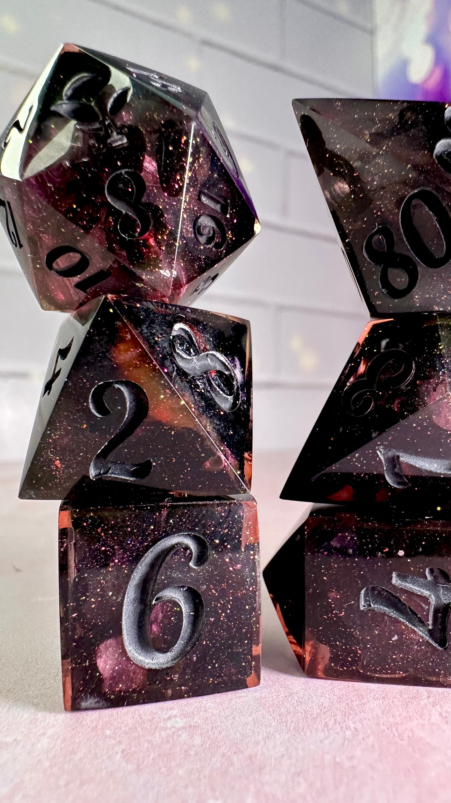 The Salem Seven-8 piece polyhedral dice set (Large)