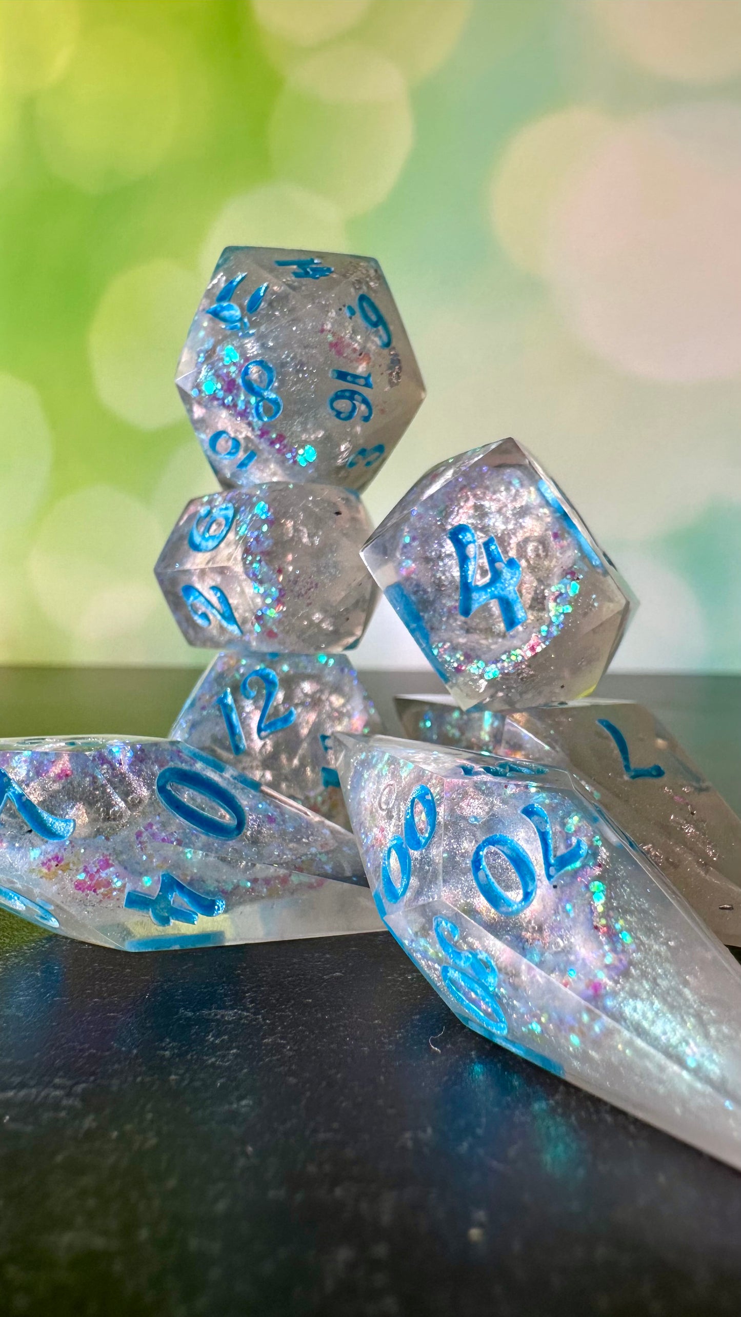 Kristallos Geode - 8 piece polyhedral dice set- (Pointy Bois) Pobody's Nerfect