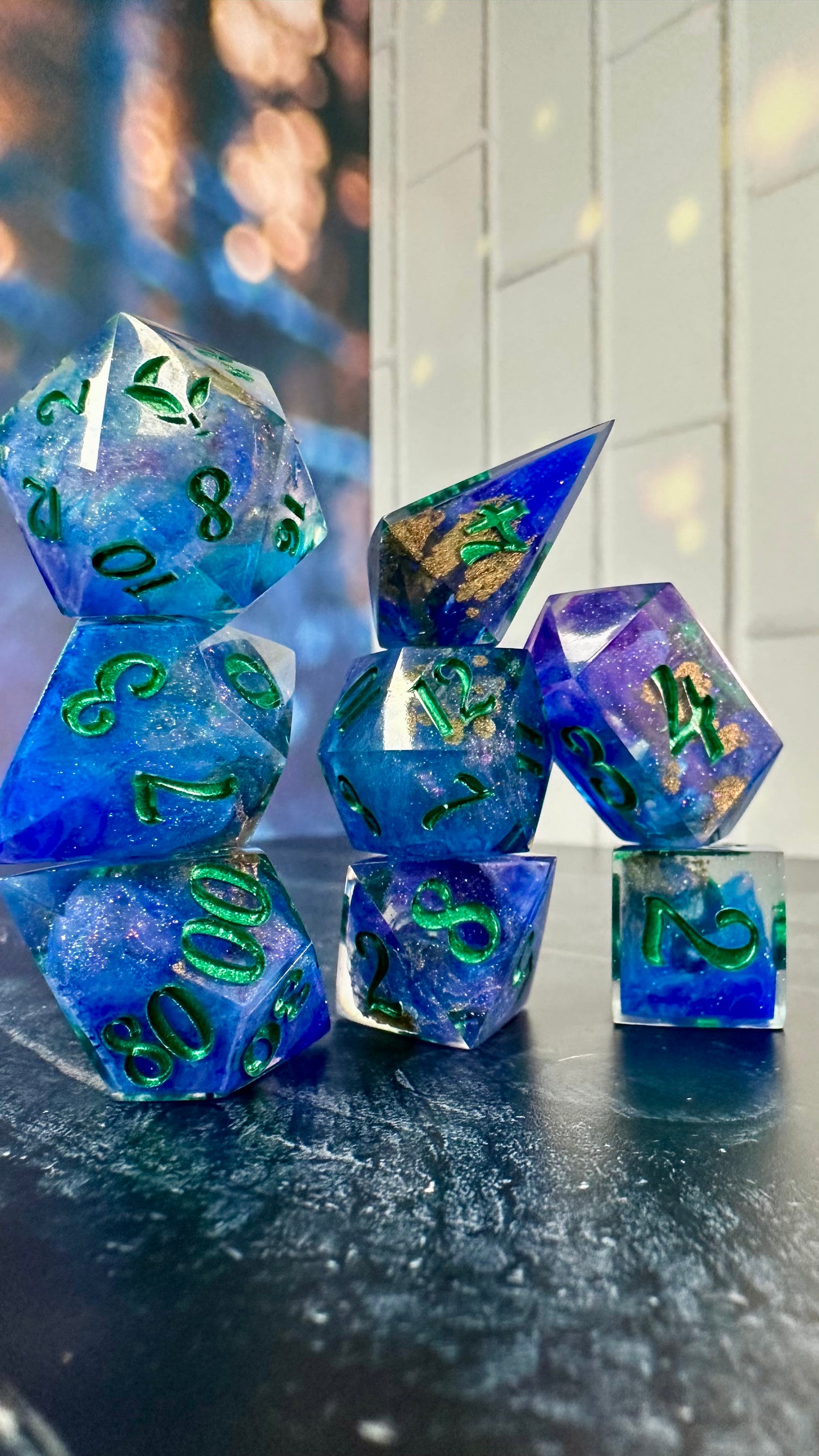 “I happen to be genuinely self-absorbed and deeply shallow.”- 8 piece polyhedral dice set (Large) Pobody's Nerfect